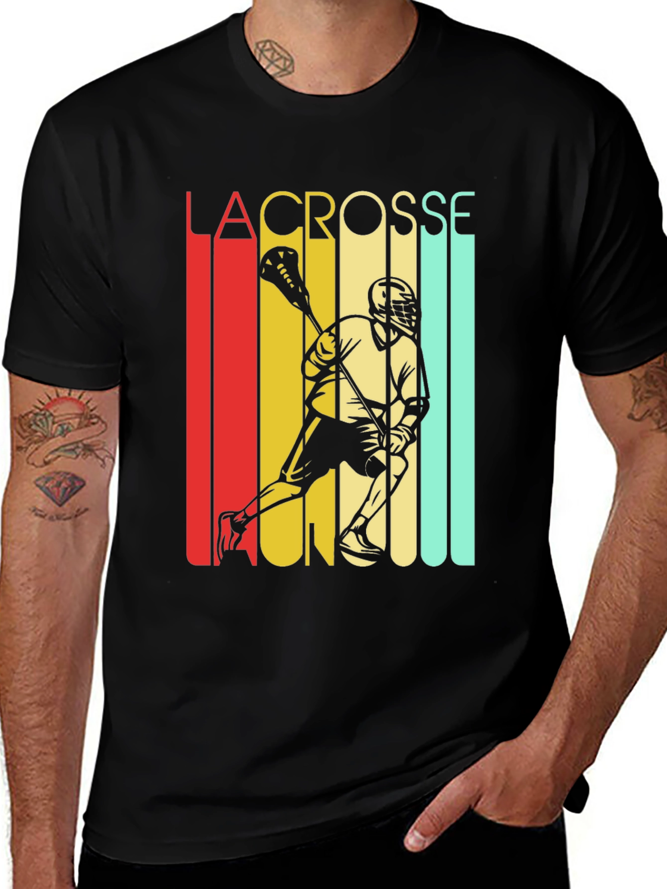 Vintage Lacrosse Player Graphic T-Shirt - Retro Style