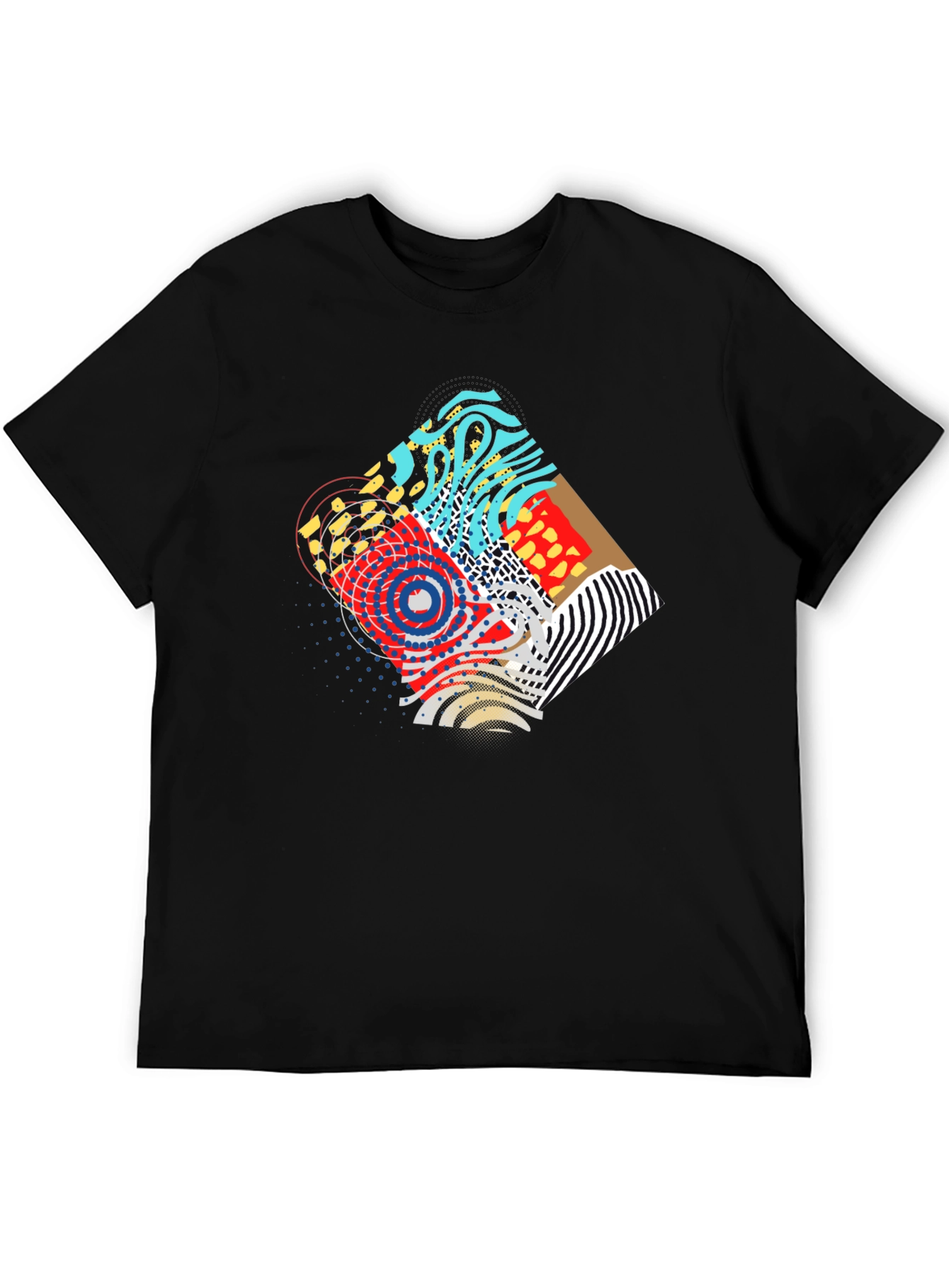Abstract Graphic Print Black Crew Neck Tee