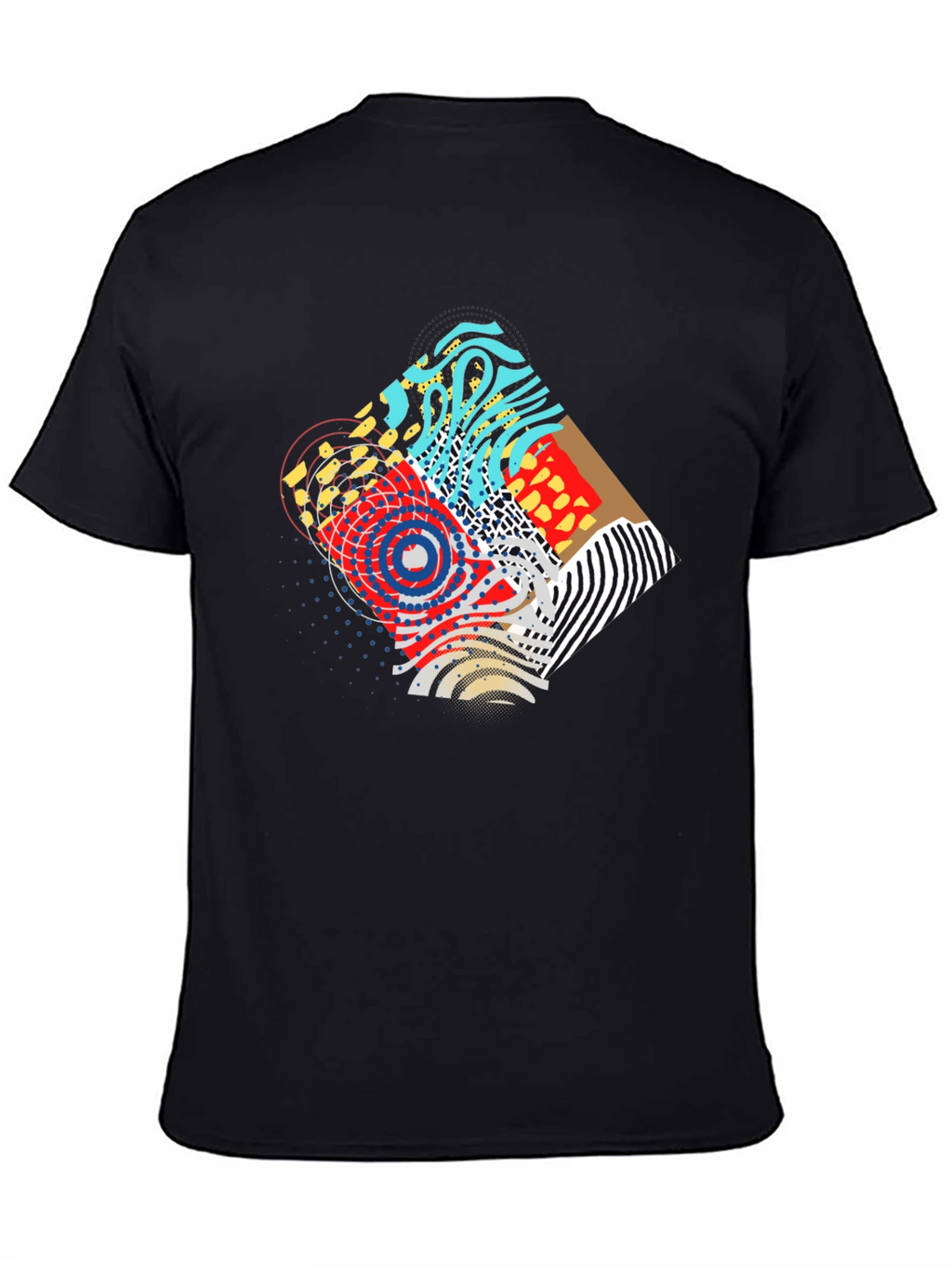 Abstract Graphic Print Black Crew Neck Tee