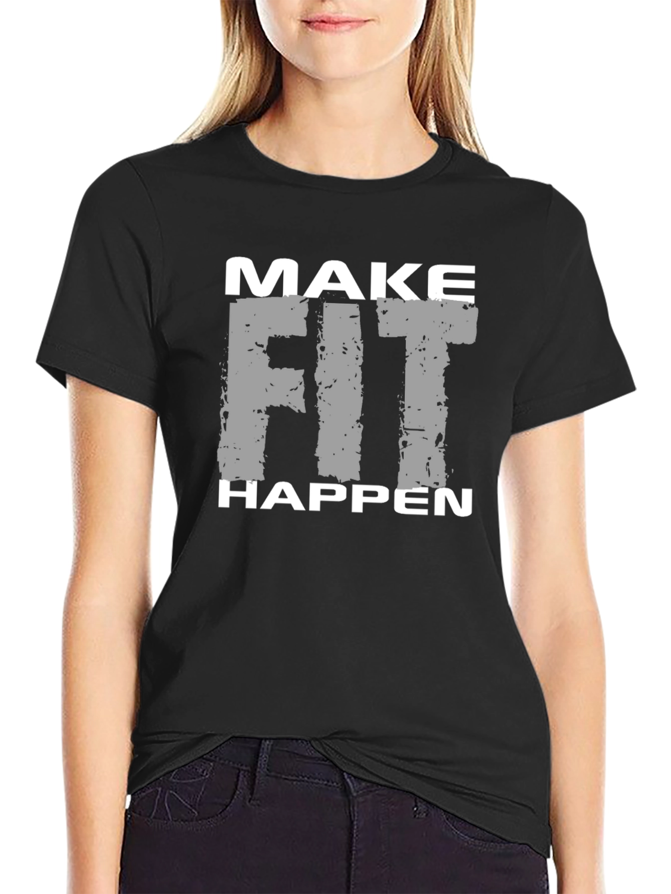 Make Fit Happen Graphic Tee - Black