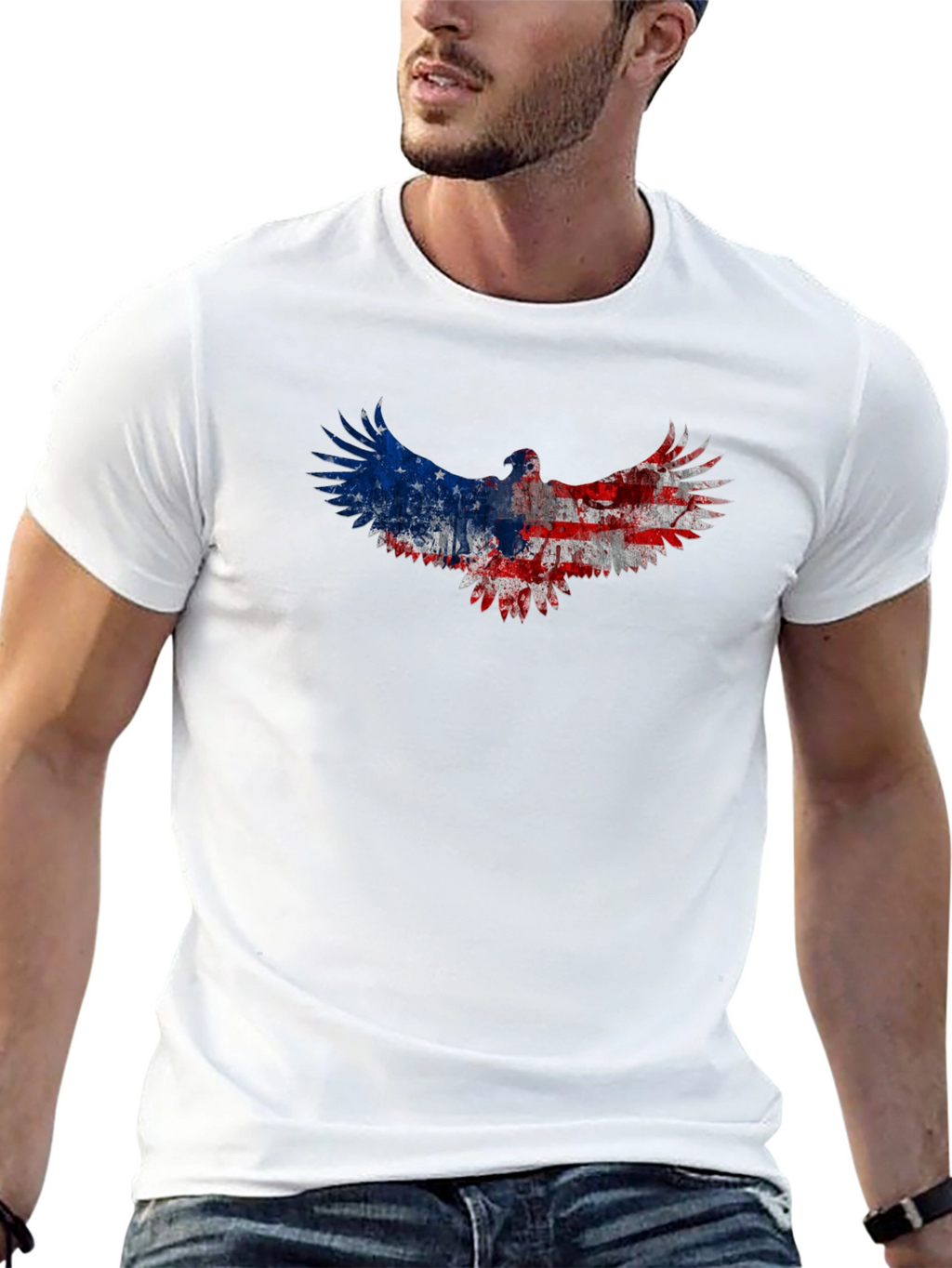 American Flag Eagle Graphic Tee - Patriotic Black T-Shirt