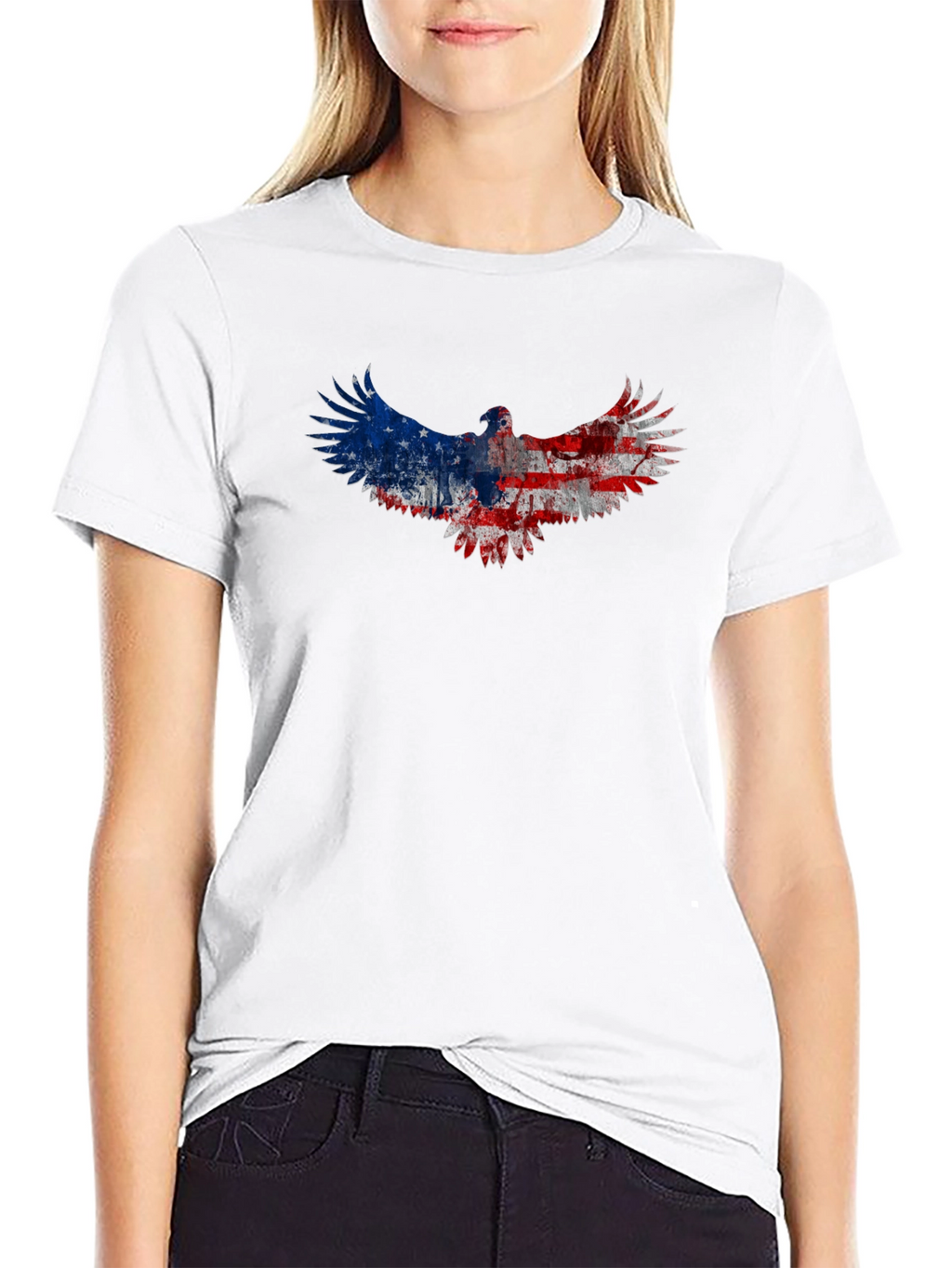 American Flag Eagle Graphic Tee - Patriotic Black T-Shirt