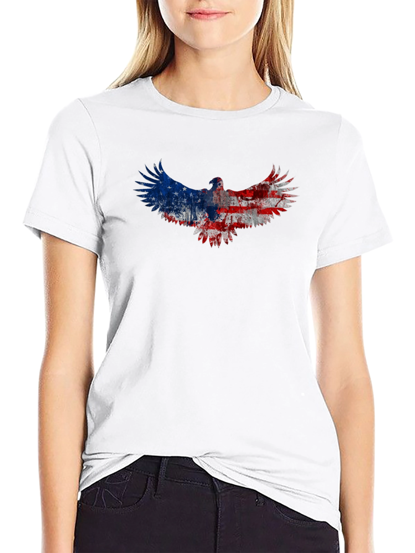 American Flag Eagle Graphic Tee - Patriotic Black T-Shirt