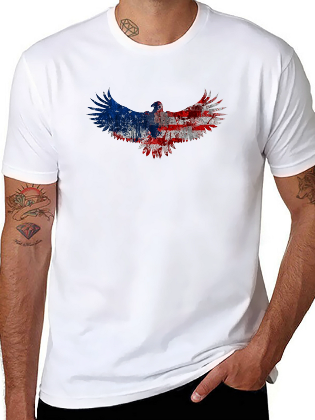 American Flag Eagle Graphic Tee - Patriotic Black T-Shirt