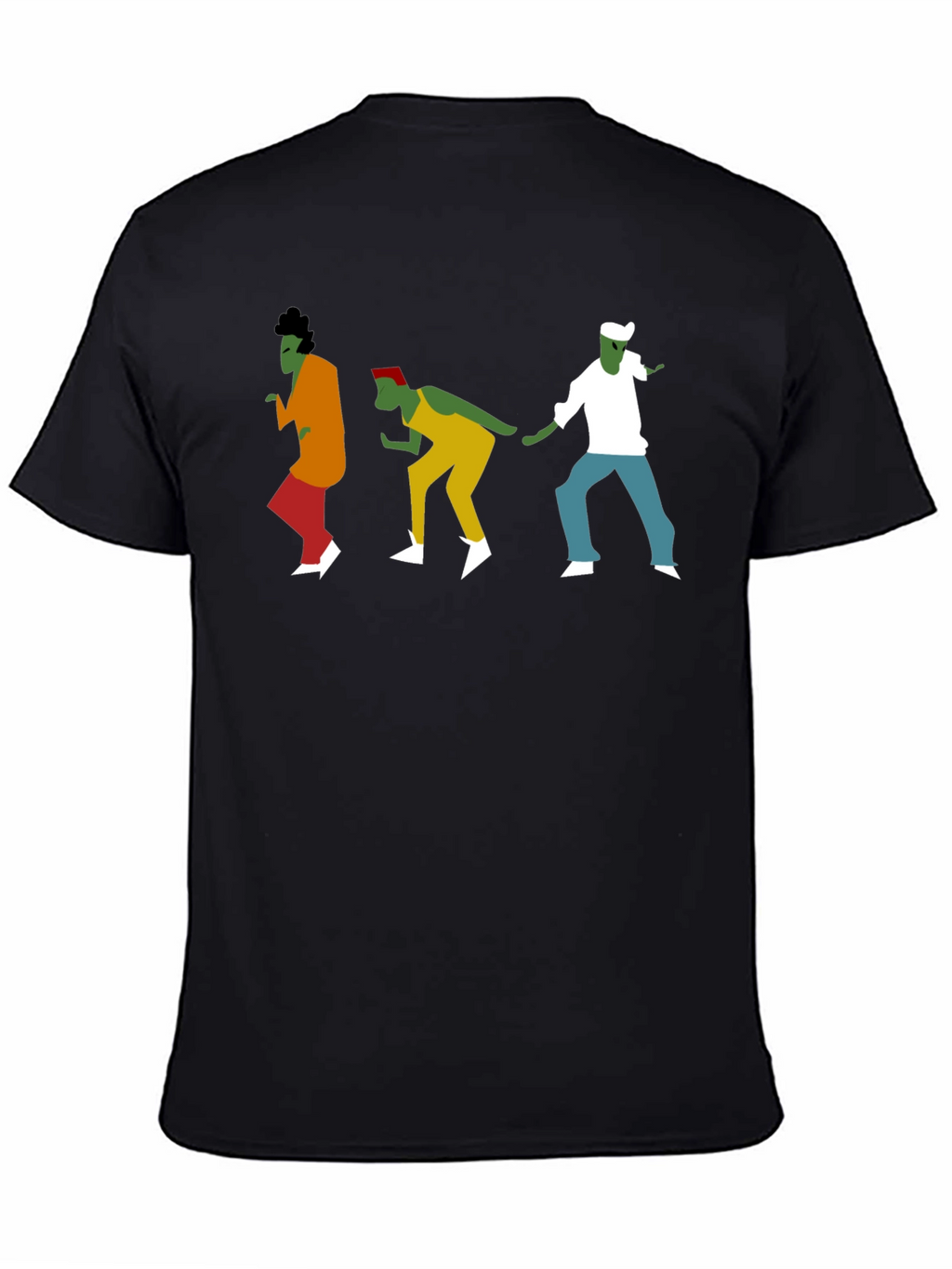 Dancing Figures Graphic Tee - Black Cotton T-Shirt
