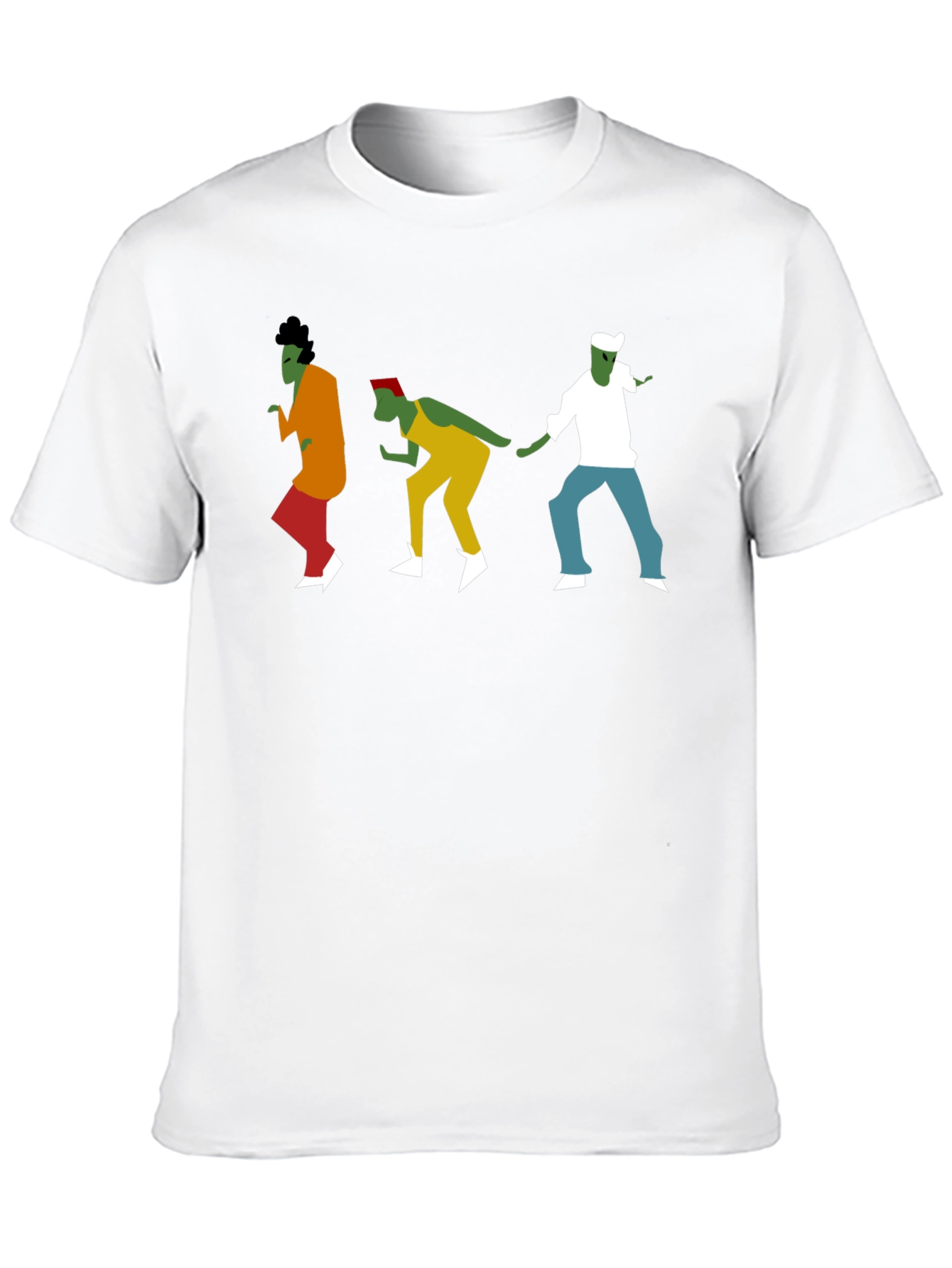 Dancing Figures Graphic Tee - Black Cotton T-Shirt