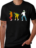 Dancing Figures Graphic Tee - Black Cotton T-Shirt