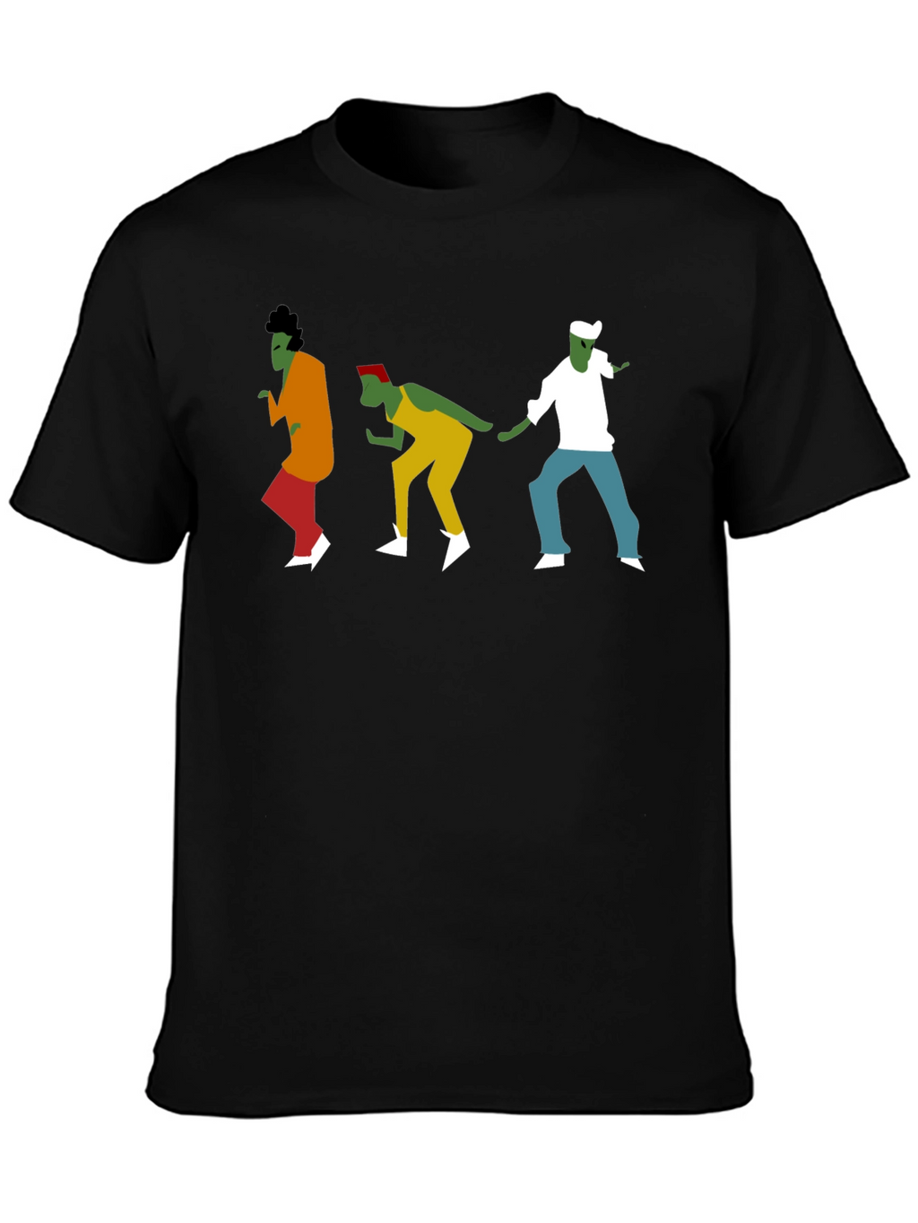 Dancing Figures Graphic Tee - Black Cotton T-Shirt