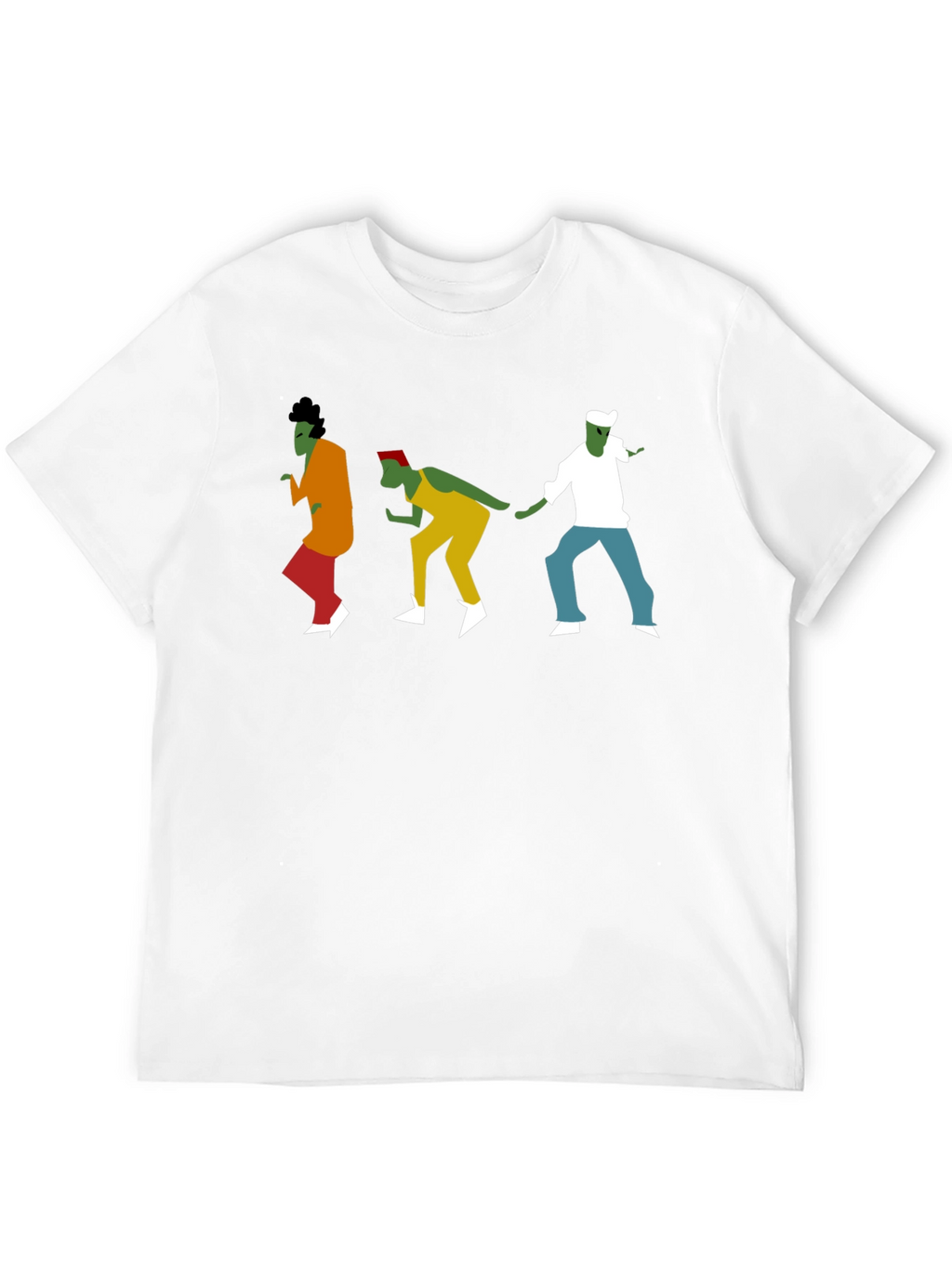 Dancing Figures Graphic Tee - Black Cotton T-Shirt