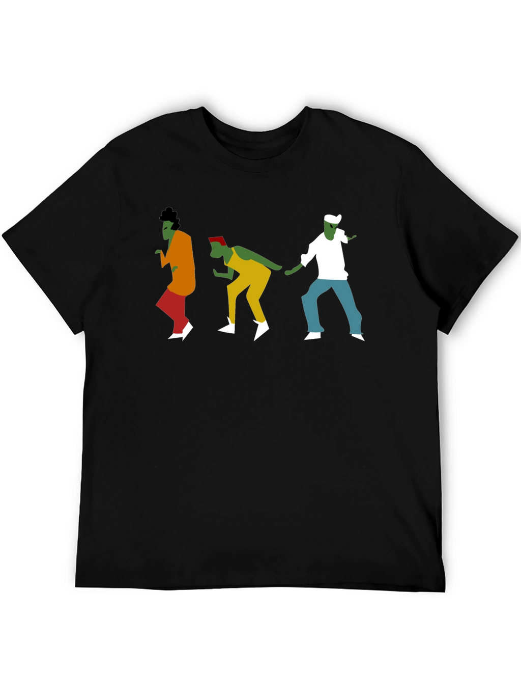 Dancing Figures Graphic Tee - Black Cotton T-Shirt