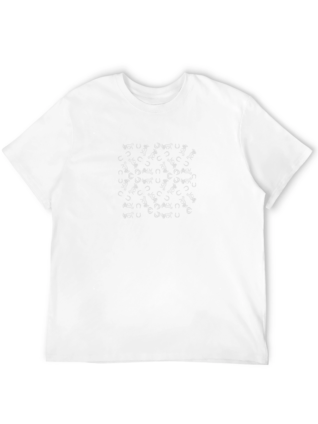 Horse & Horseshoe Pattern Black T-Shirt