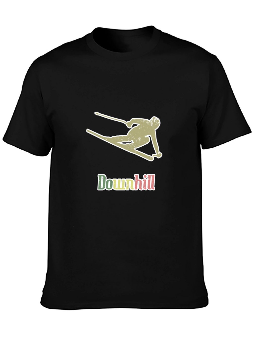Downhill Skier Graphic T-Shirt - Black Cotton Tee