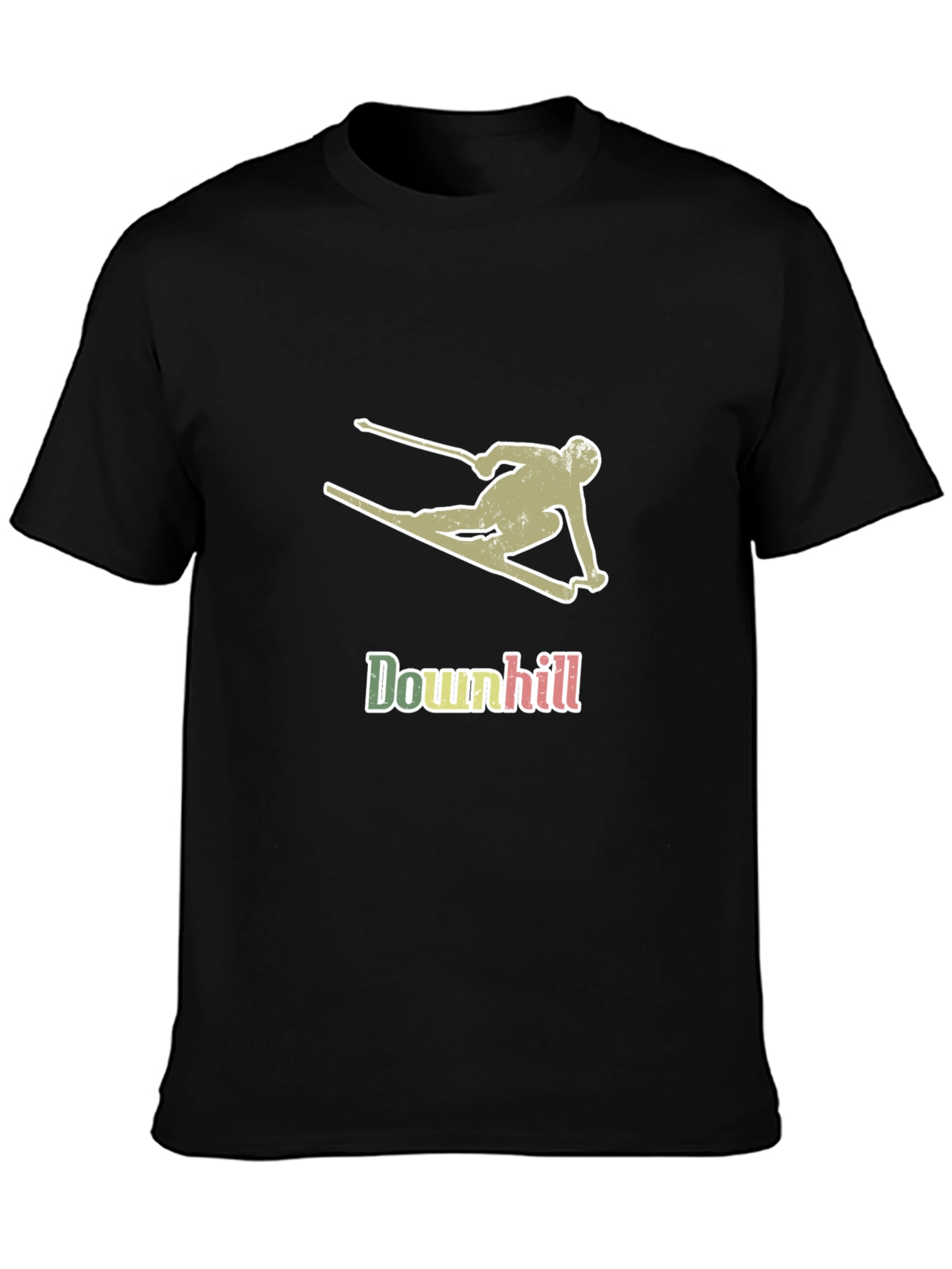 Downhill Skier Graphic T-Shirt - Black Cotton Tee