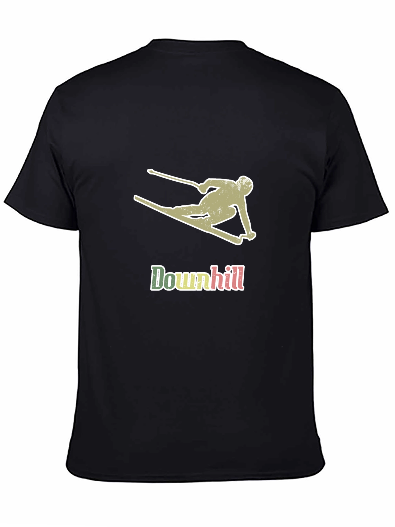 Downhill Skier Graphic T-Shirt - Black Cotton Tee