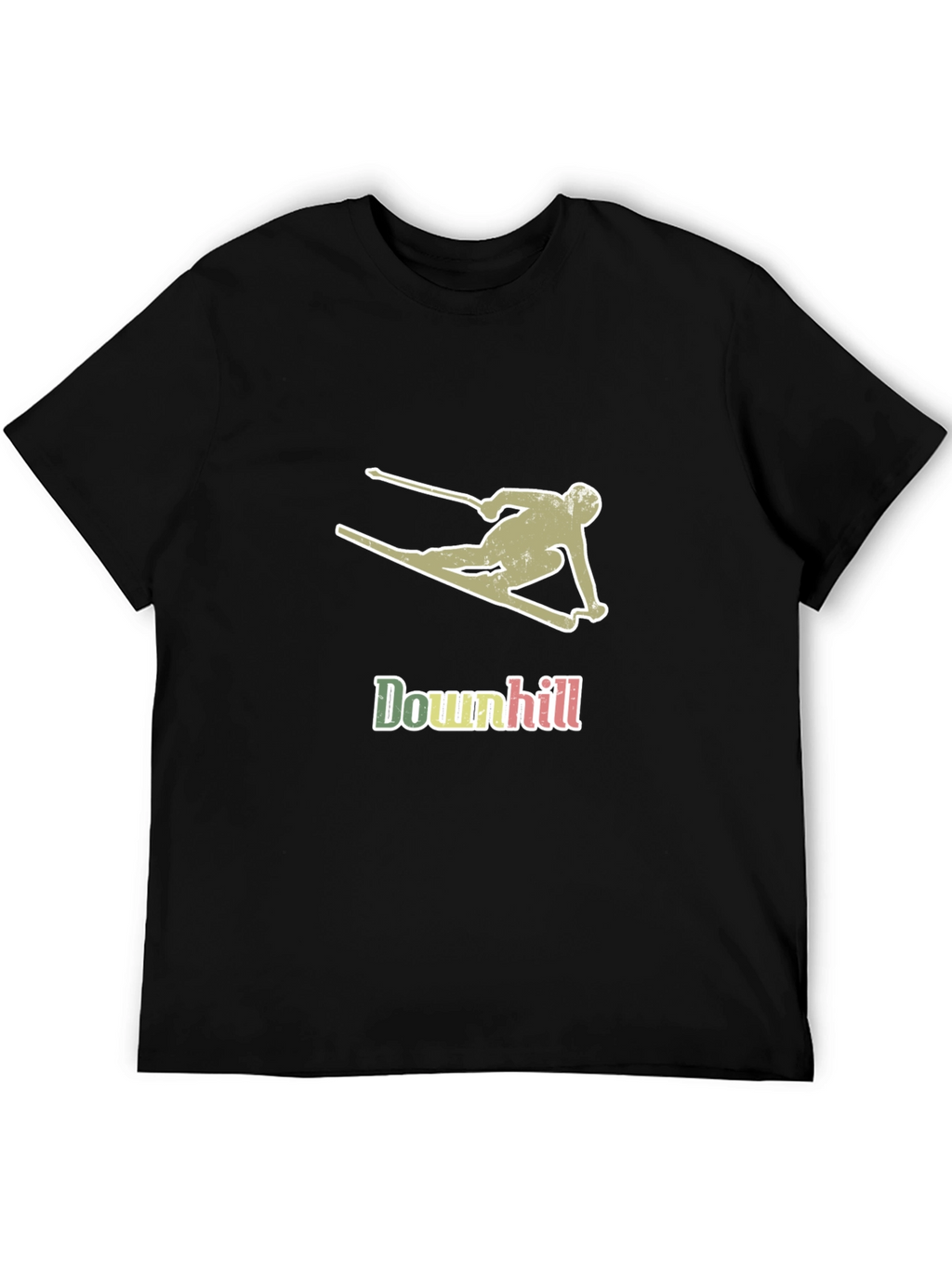 Downhill Skier Graphic T-Shirt - Black Cotton Tee