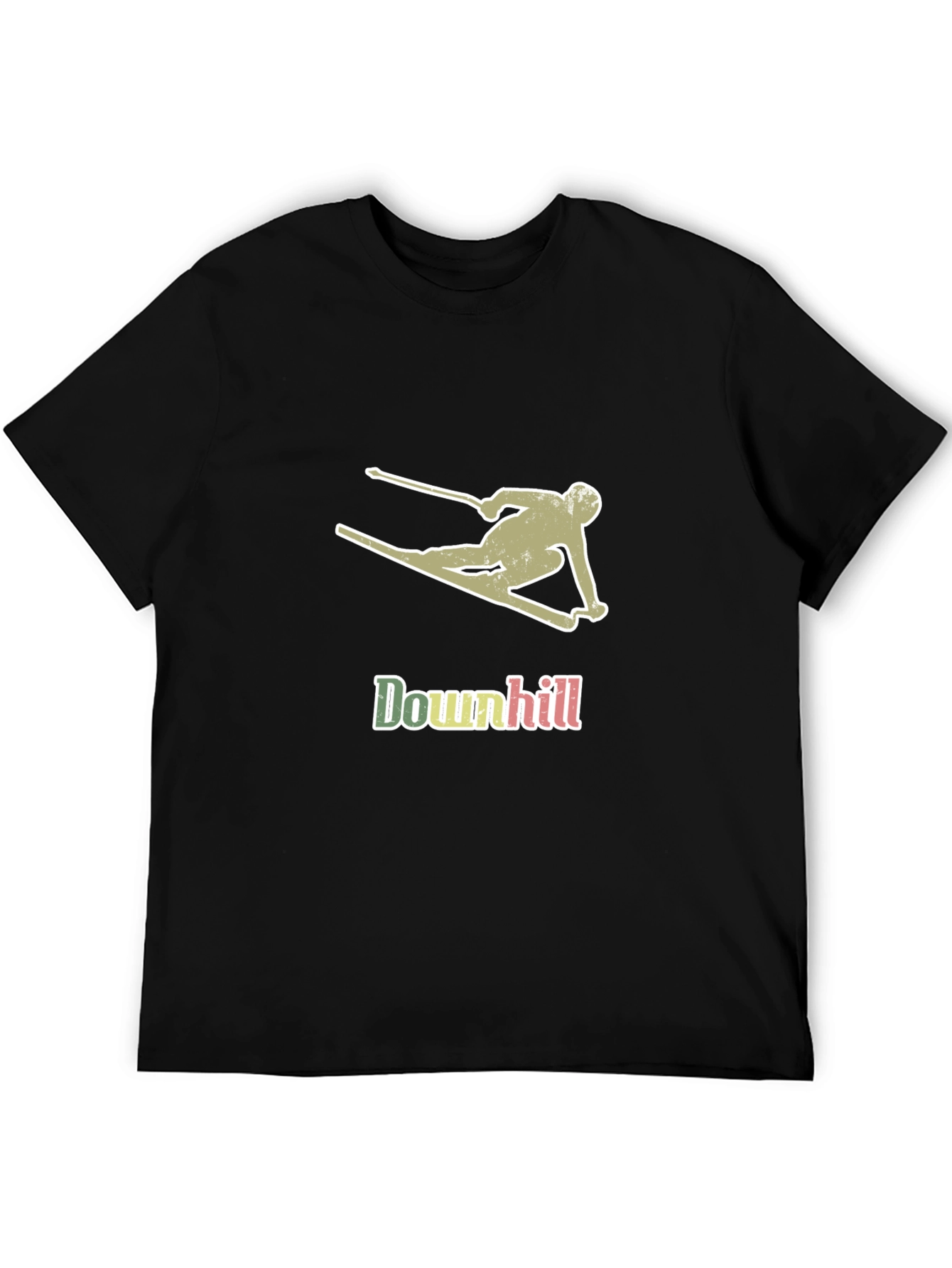 Downhill Skier Graphic T-Shirt - Black Cotton Tee