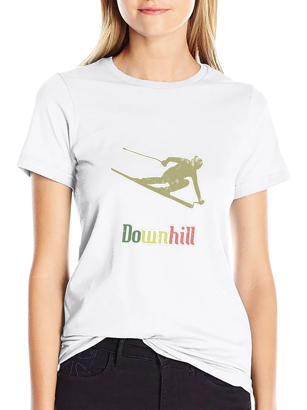 Downhill Skier Graphic T-Shirt - Black Cotton Tee