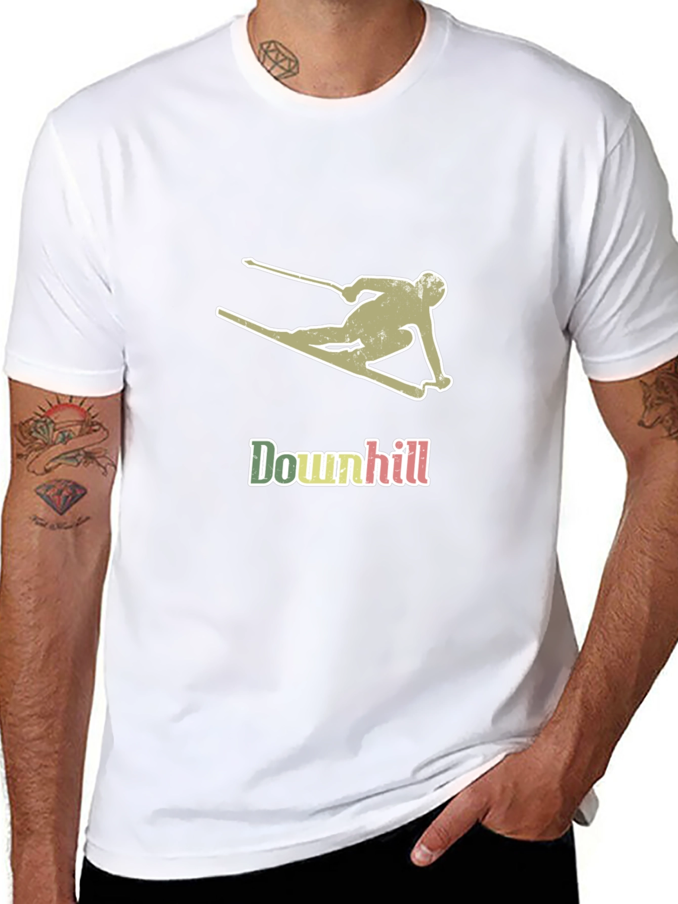Downhill Skier Graphic T-Shirt - Black Cotton Tee