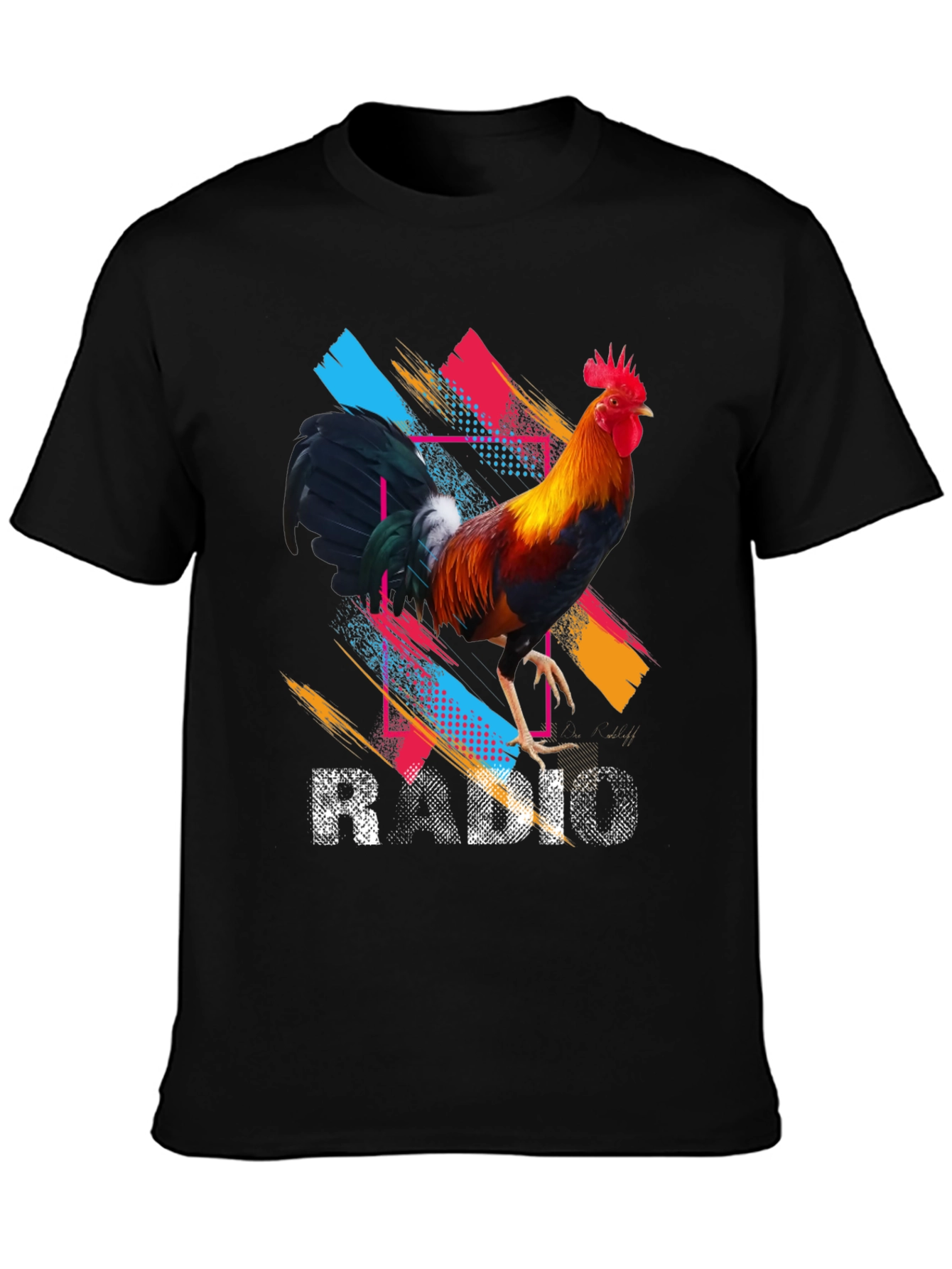 Rooster Radio Graphic Tee - Cool Colorful Design