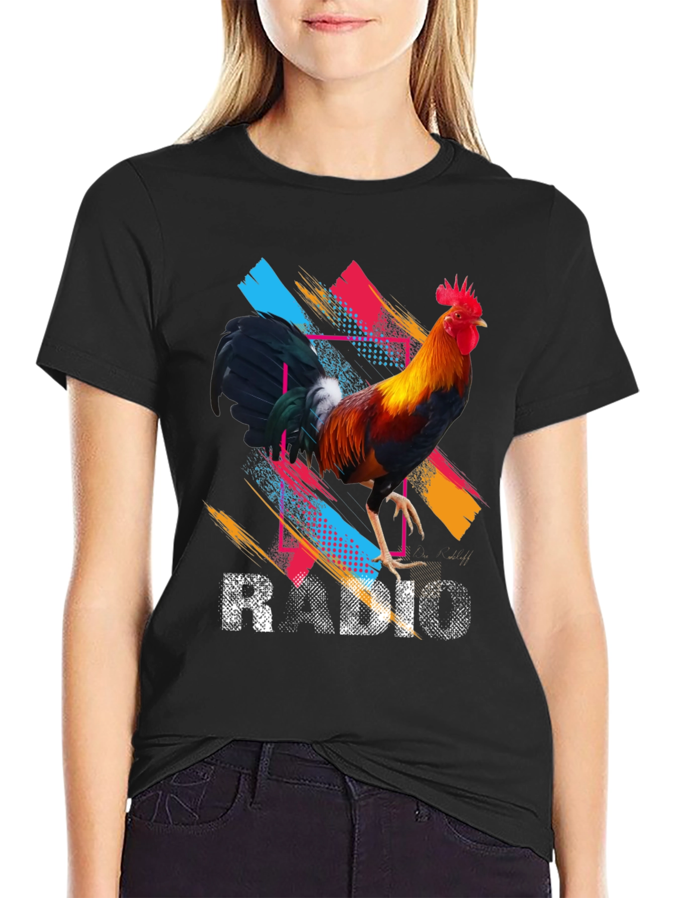 Rooster Radio Graphic Tee - Cool Colorful Design