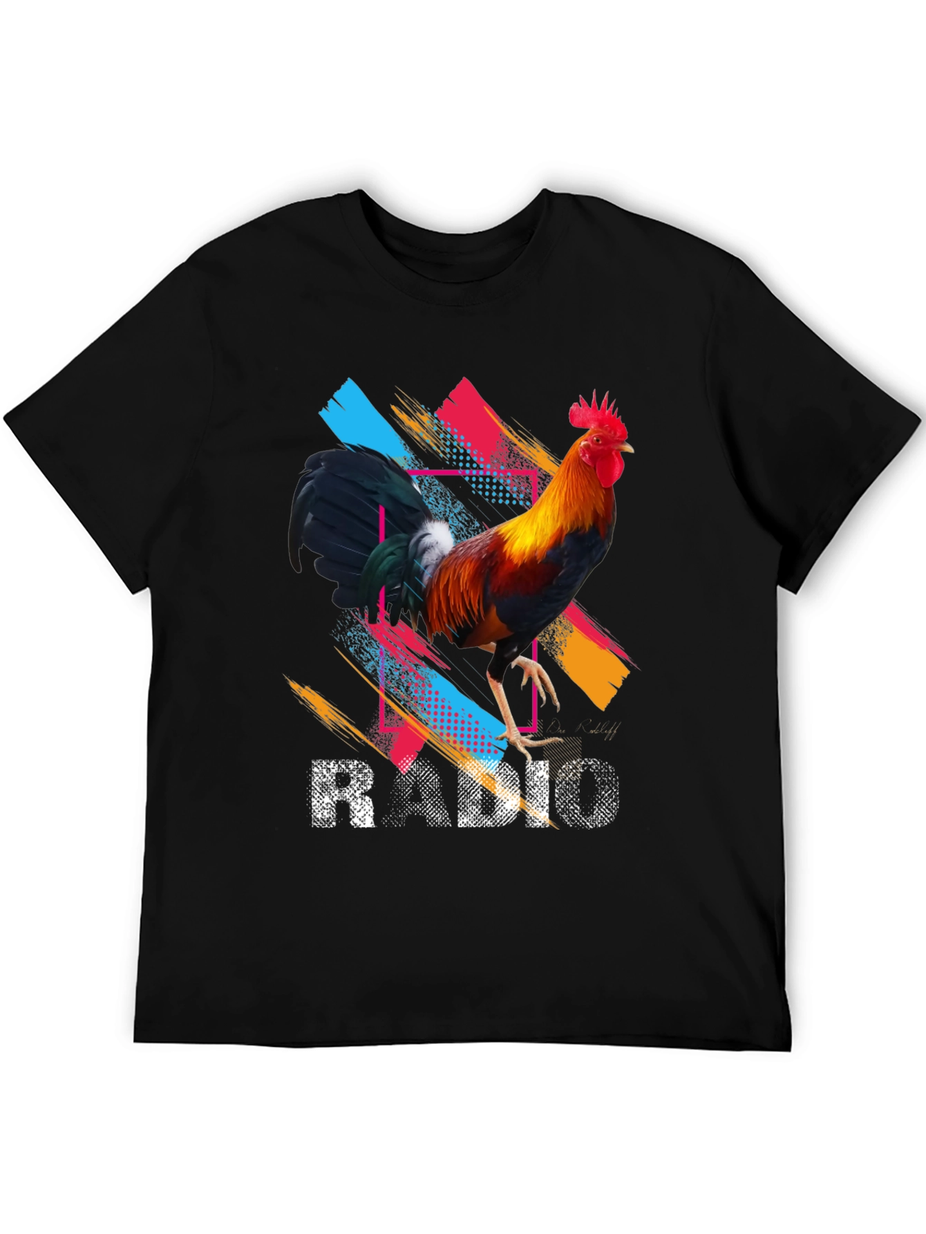 Rooster Radio Graphic Tee - Cool Colorful Design