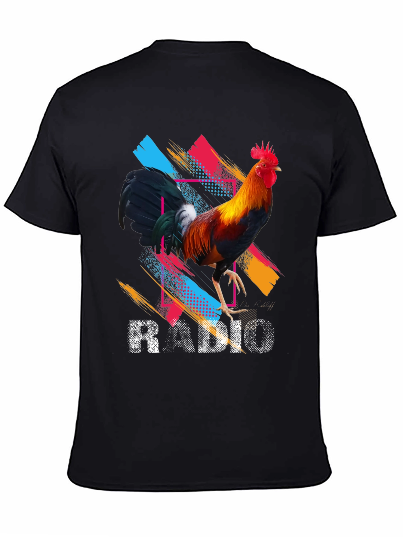 Rooster Radio Graphic Tee - Cool Colorful Design