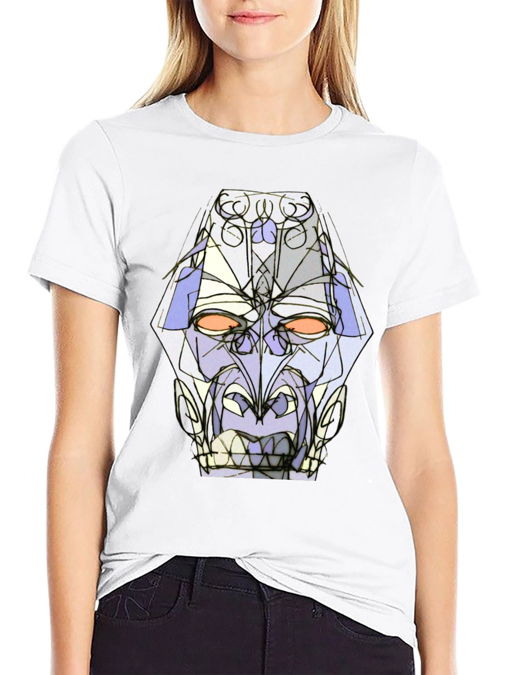 Abstract Geometric Face Graphic Tee