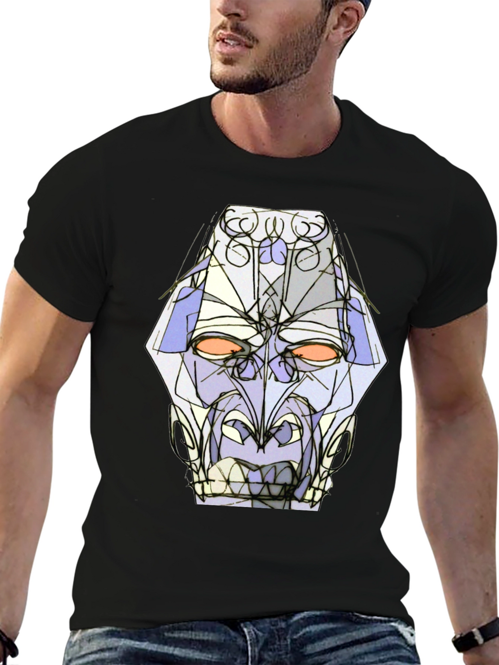 Abstract Geometric Face Graphic Tee