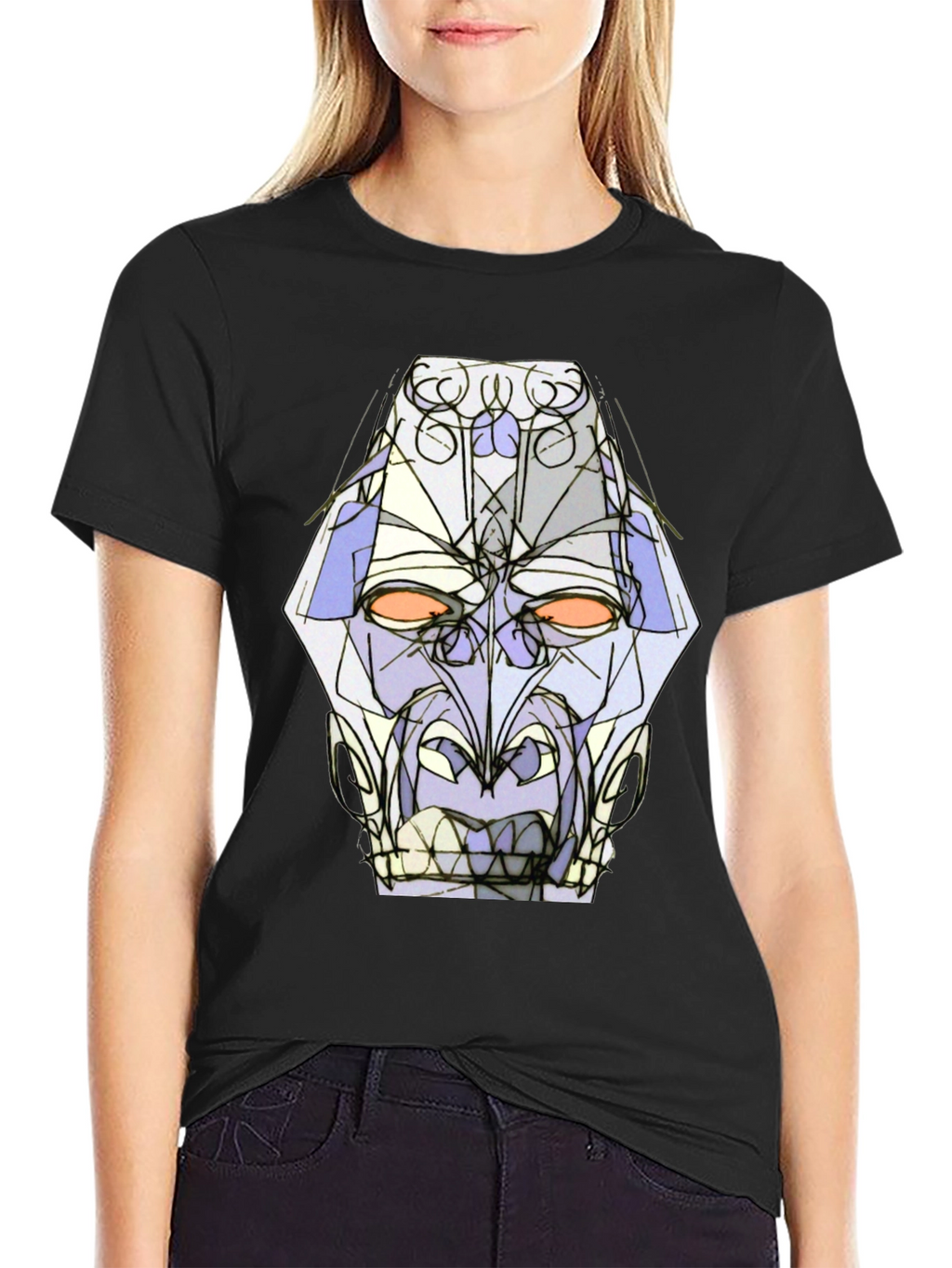 Abstract Geometric Face Graphic Tee