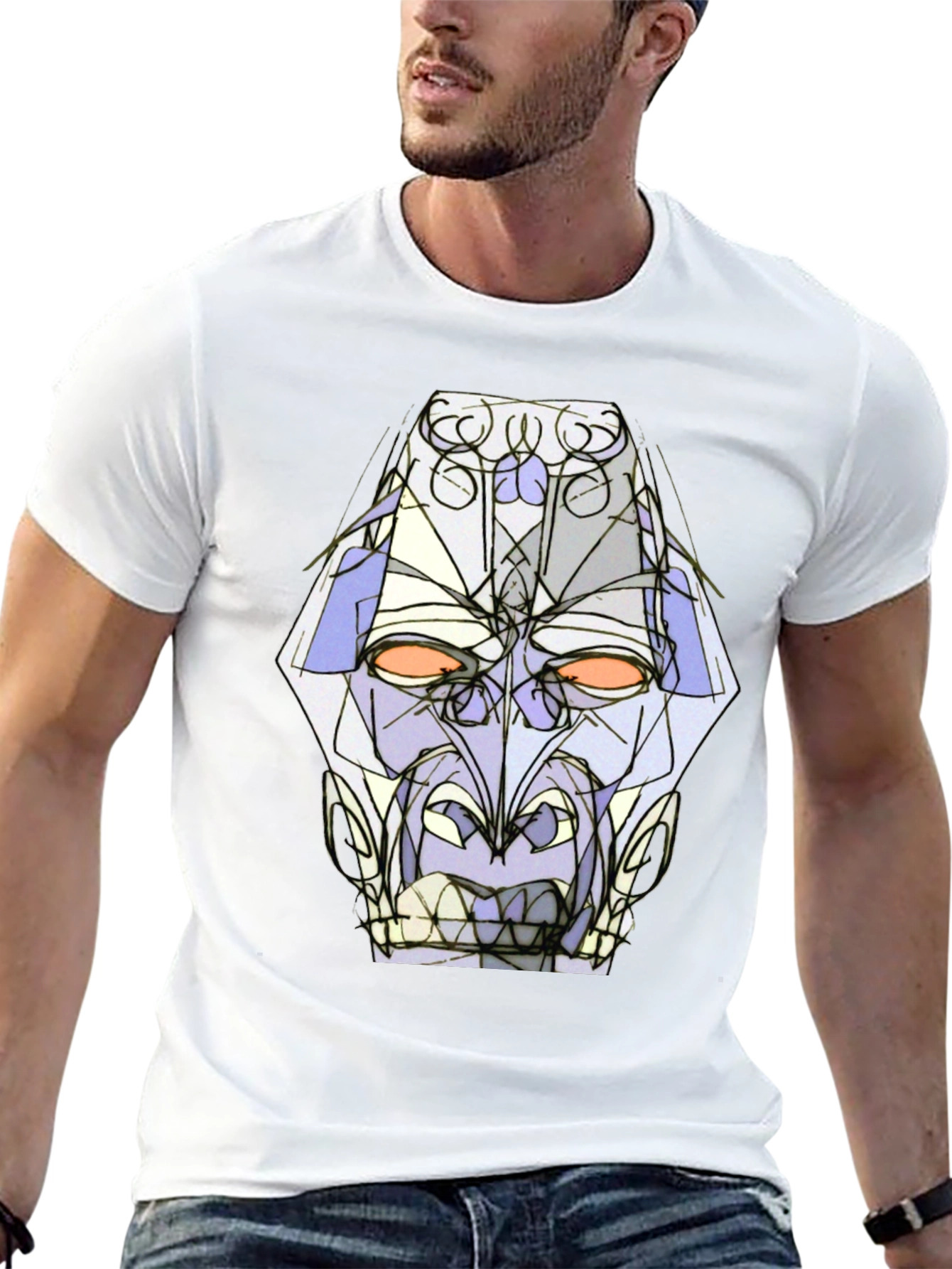 Abstract Geometric Face Graphic Tee