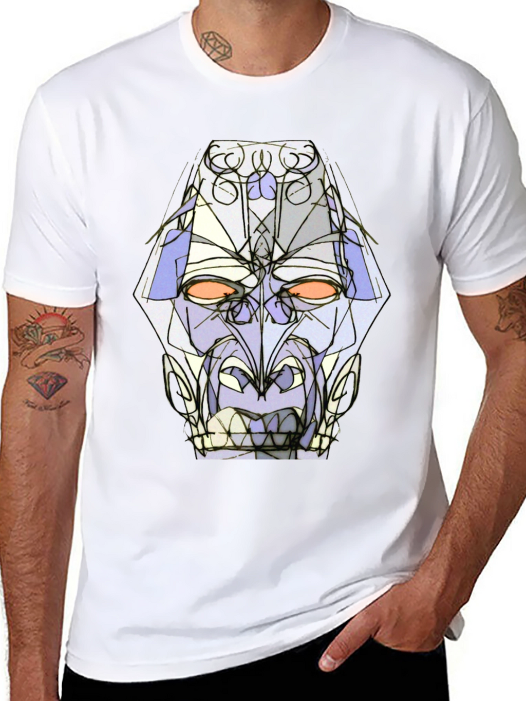 Abstract Geometric Face Graphic Tee