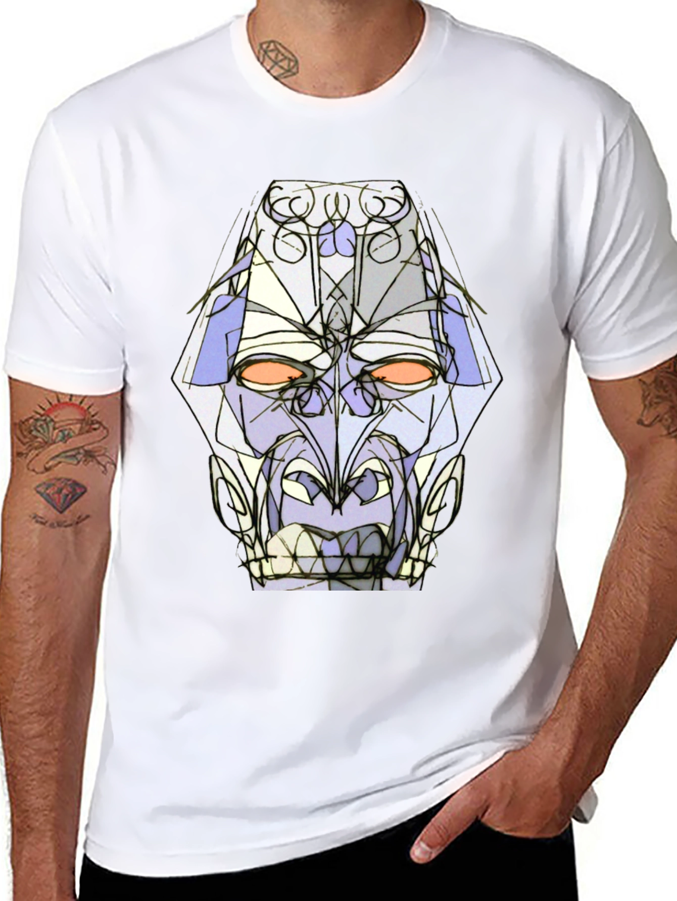 Abstract Geometric Face Graphic Tee