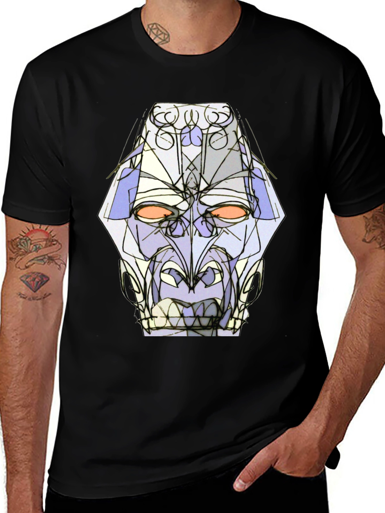 Abstract Geometric Face Graphic Tee