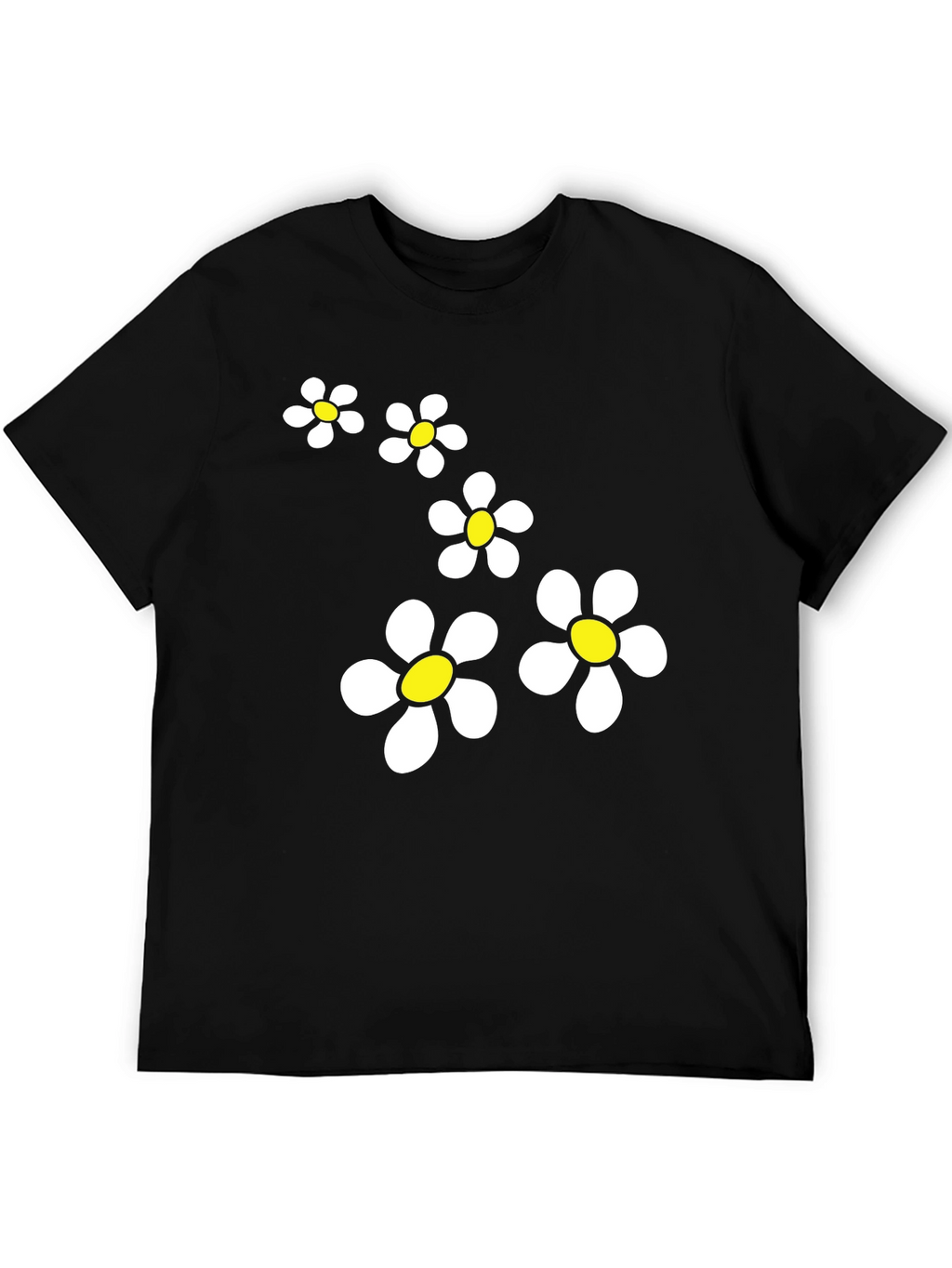 Daisy Flower Graphic Black T-Shirt