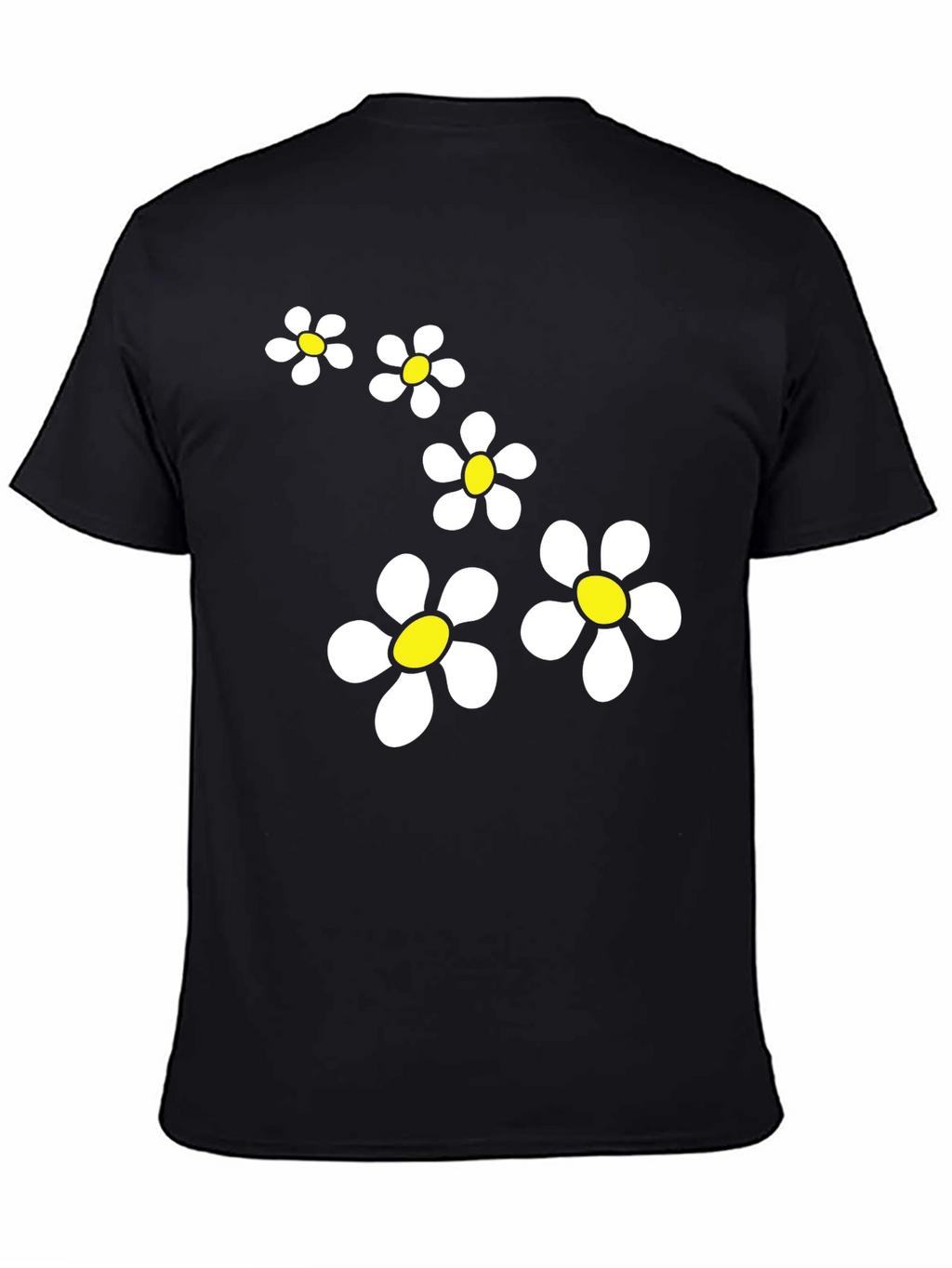 Daisy Flower Graphic Black T-Shirt