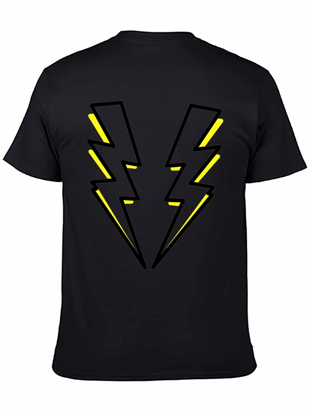 Black T-Shirt with Yellow Lightning Bolt Design