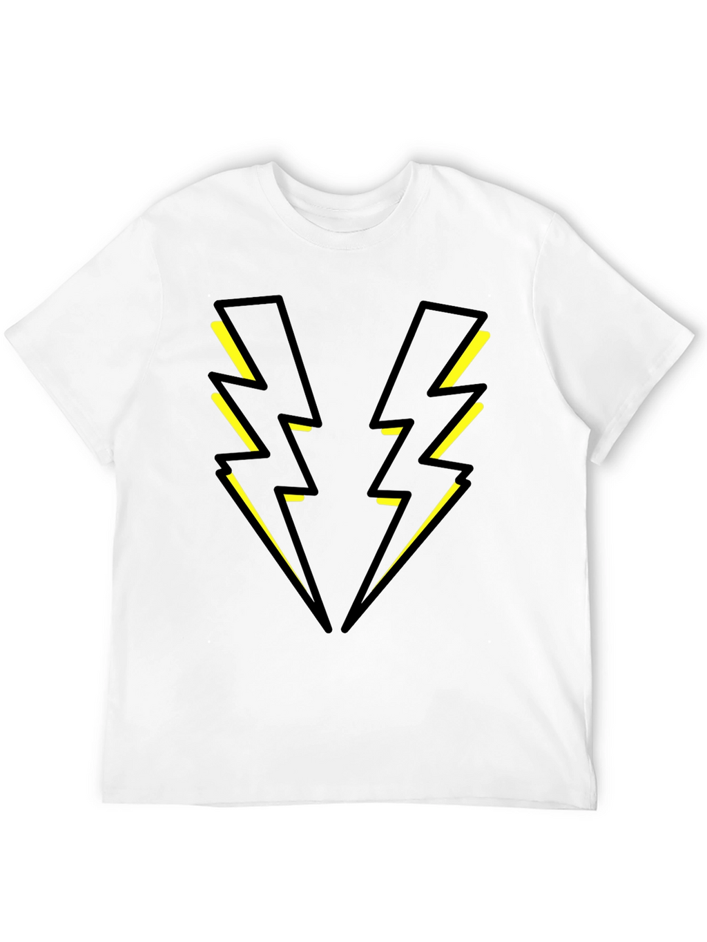 Black T-Shirt with Yellow Lightning Bolt Design
