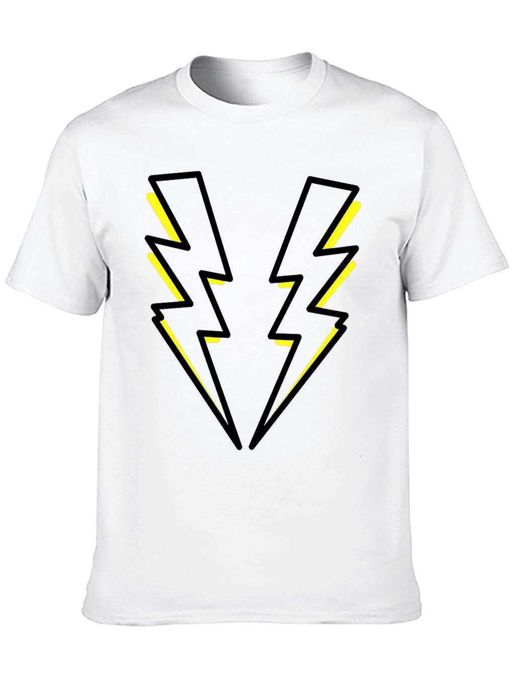 Black T-Shirt with Yellow Lightning Bolt Design