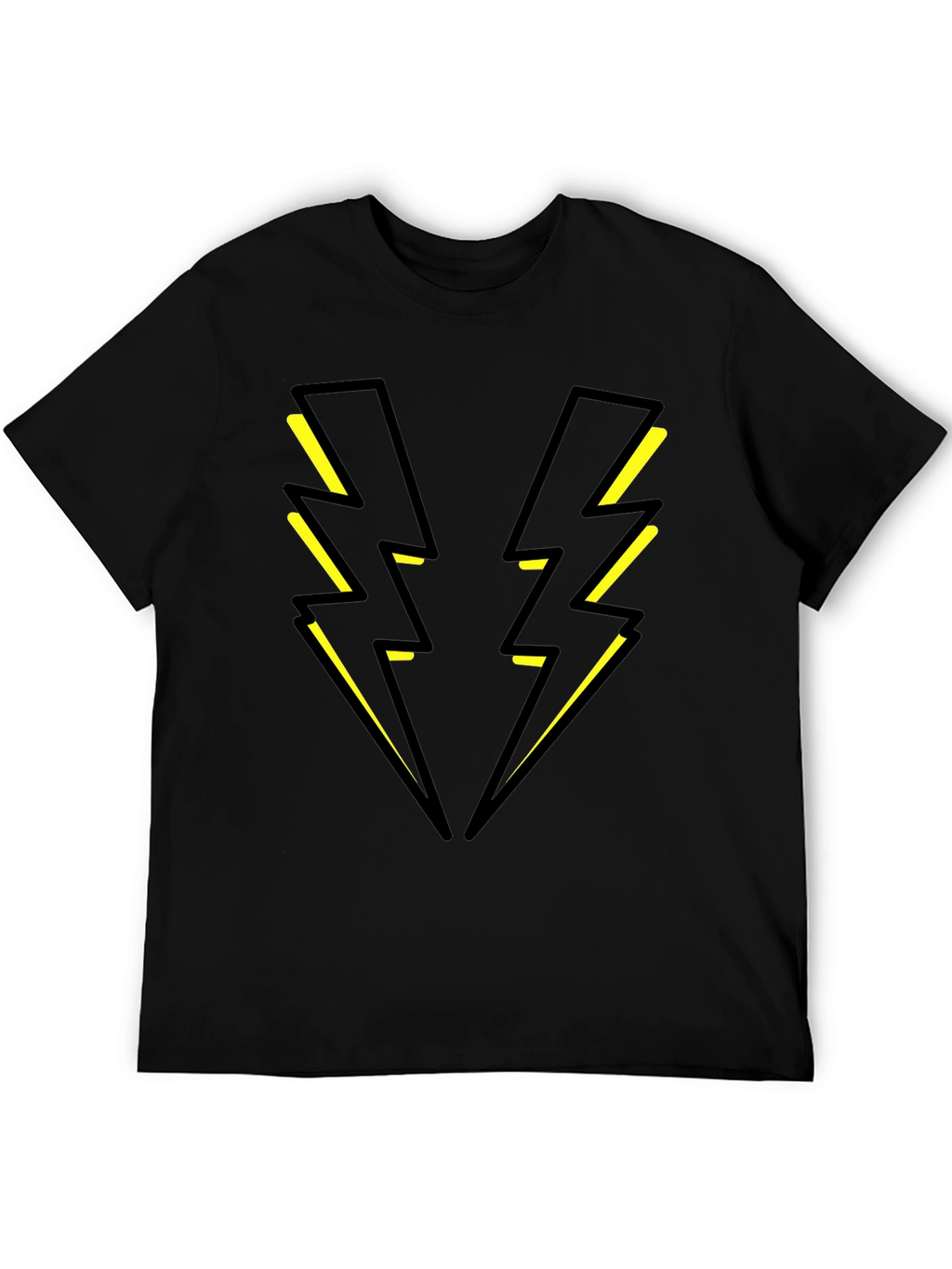 Black T-Shirt with Yellow Lightning Bolt Design