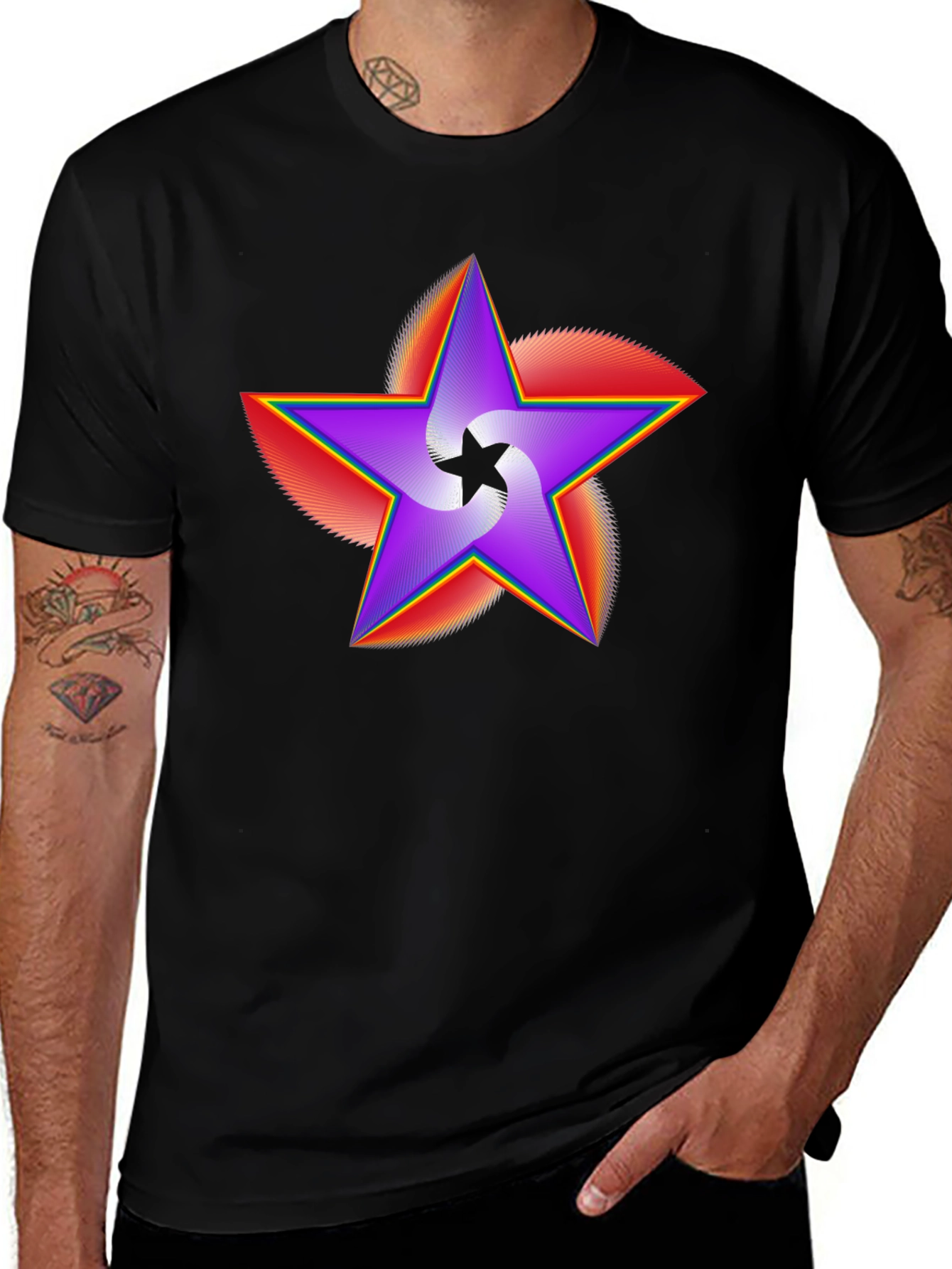 Vivid Star Graphic Black T-Shirt