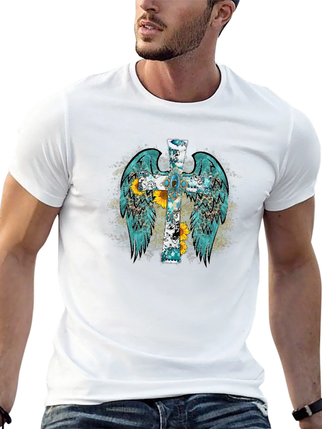 Cross Wings Graphic Black T-Shirt