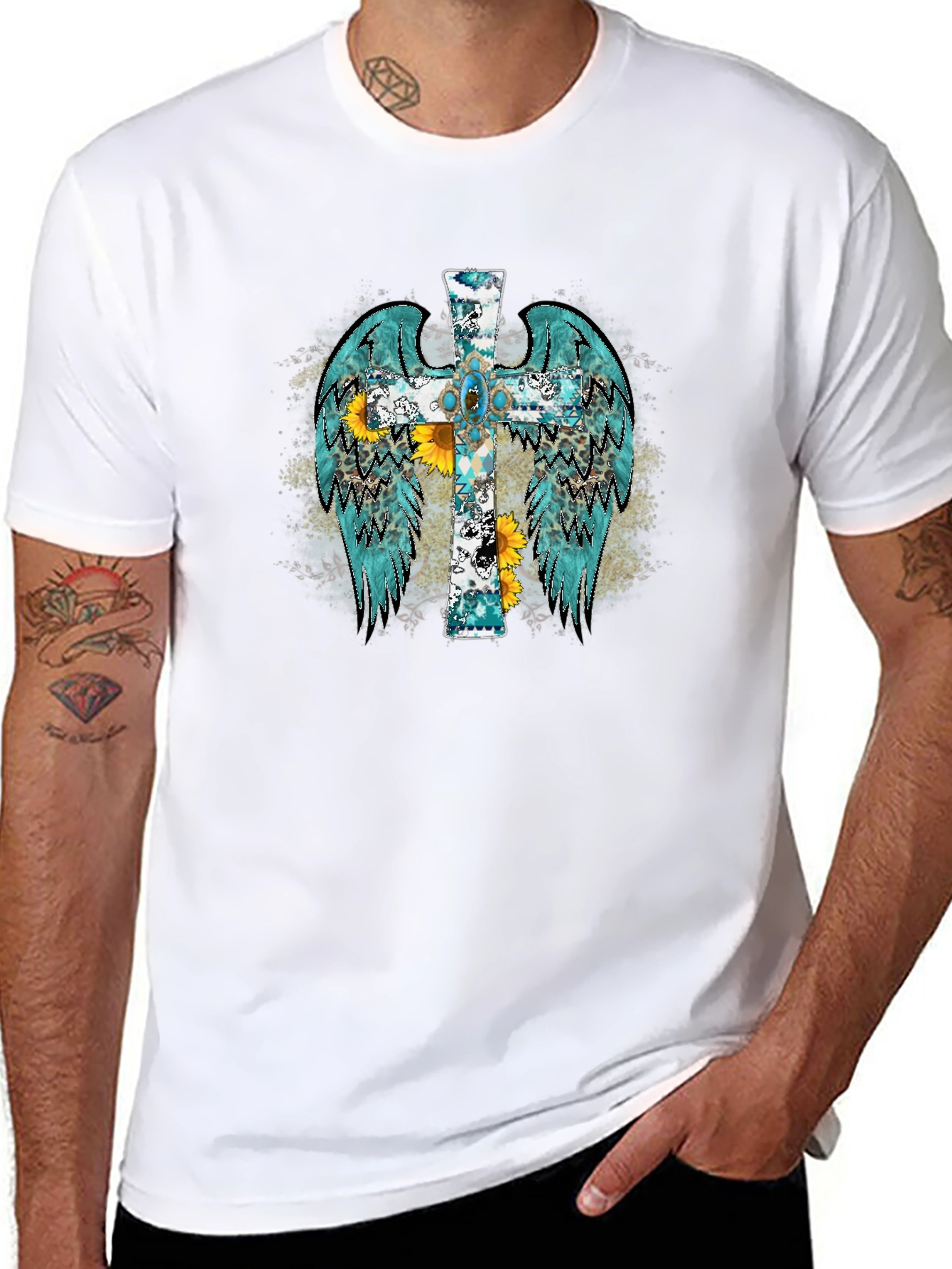 Cross Wings Graphic Black T-Shirt