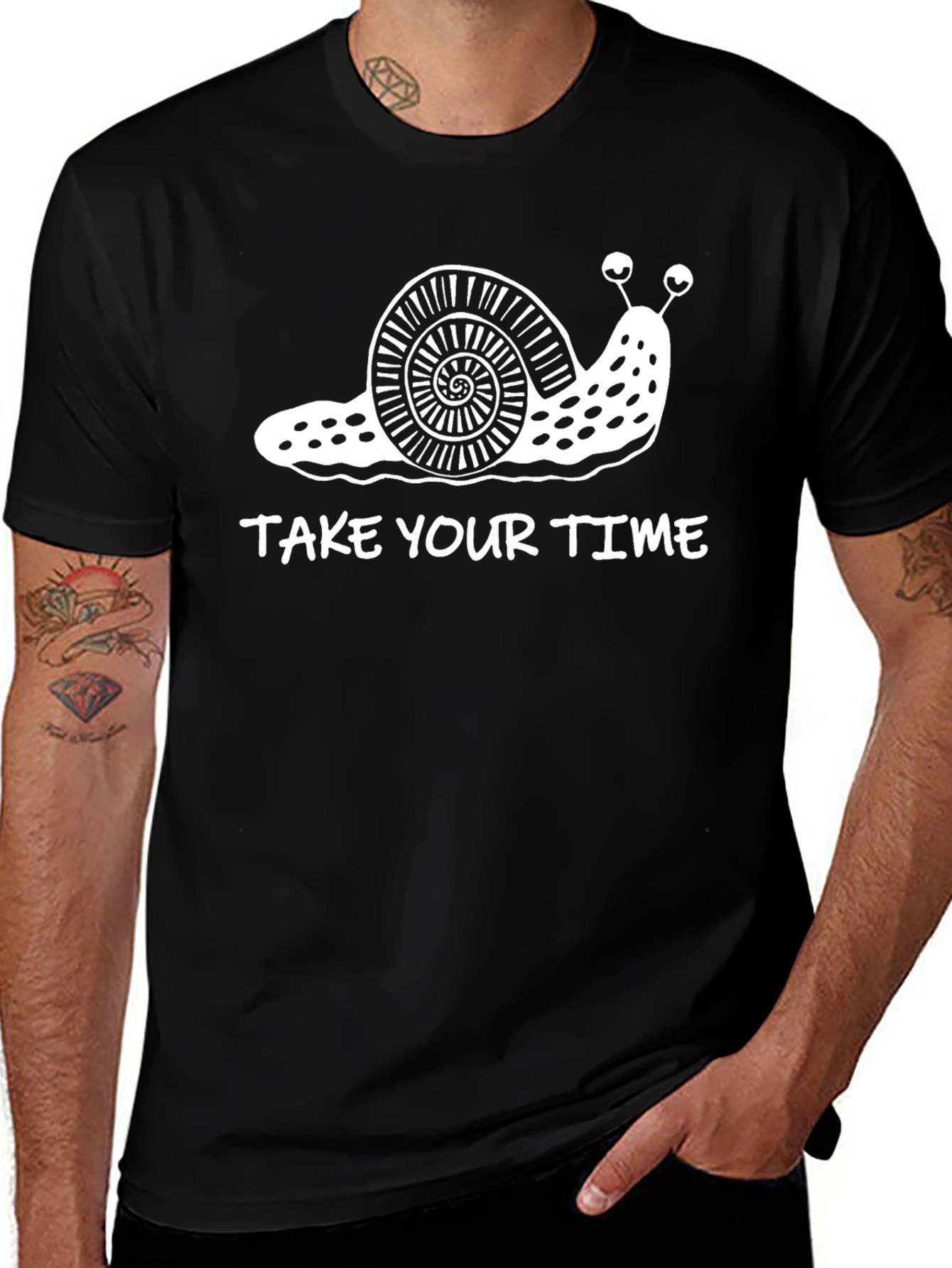 Take Your Time Snail Graphic Tee - Black