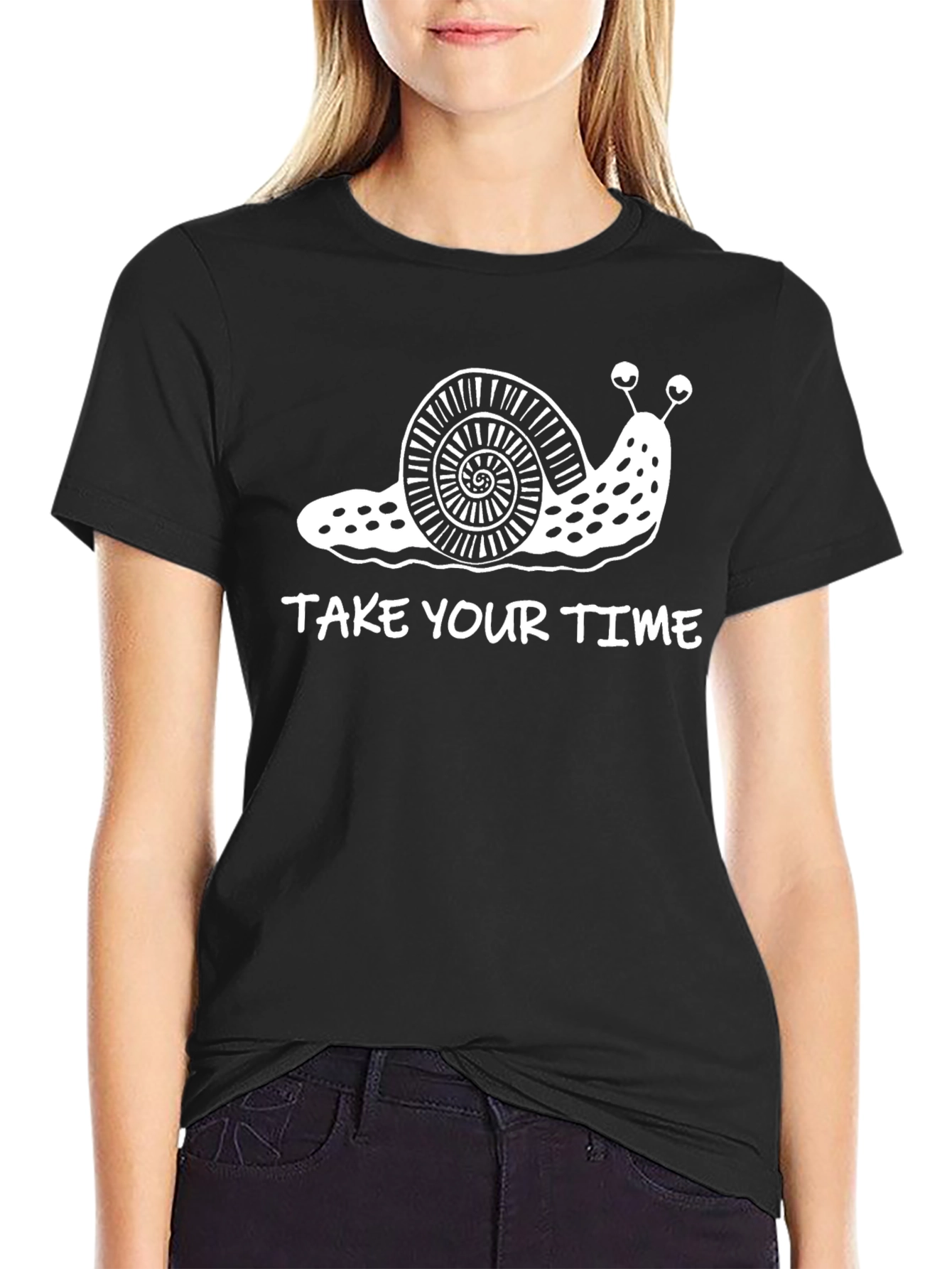 Take Your Time Snail Graphic Tee - Black