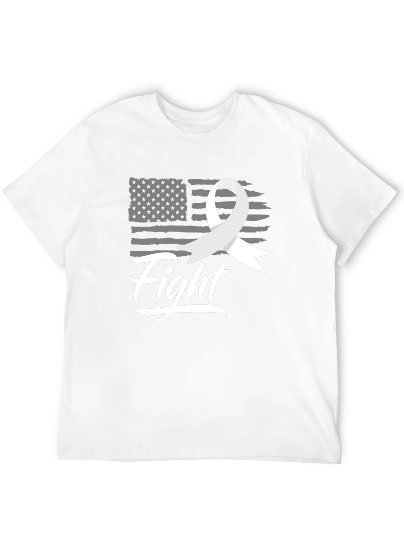 Fight T-Shirt - American Flag & Ribbon Graphic Tee