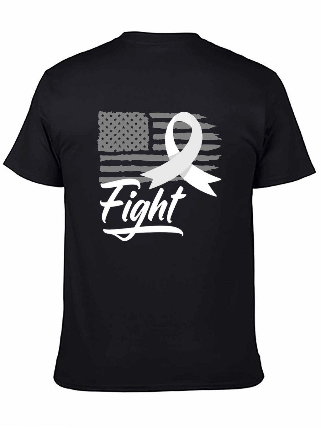 Fight T-Shirt - American Flag & Ribbon Graphic Tee