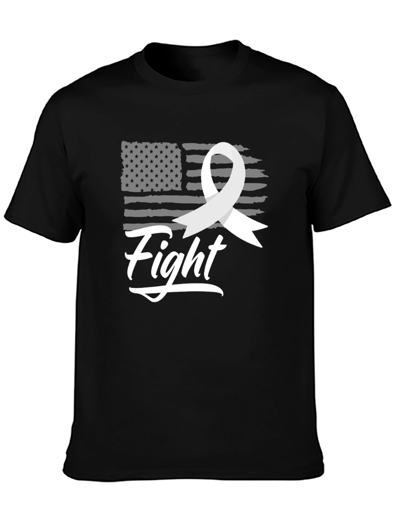 Fight T-Shirt - American Flag & Ribbon Graphic Tee