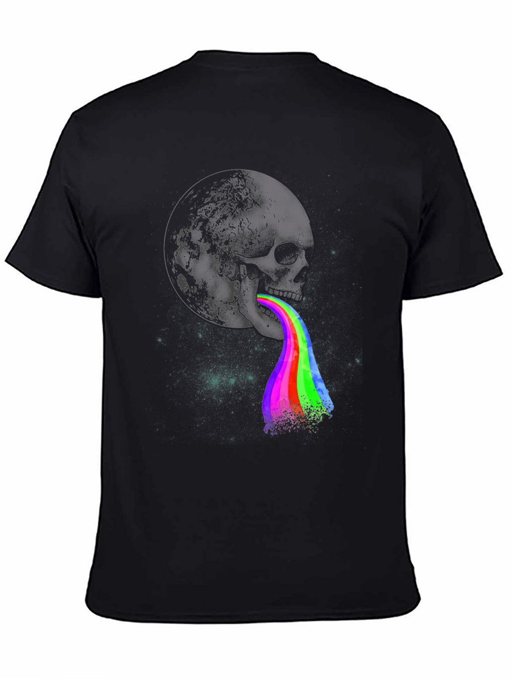 Moon Skull Rainbow Vomit Graphic Tee