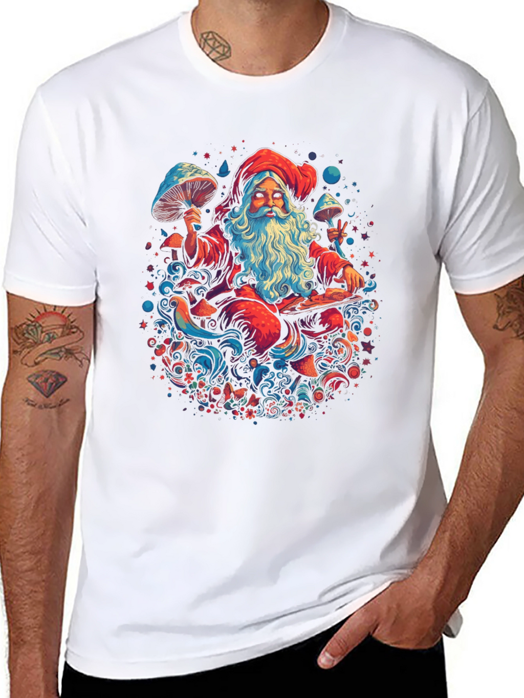 Psychedelic Santa T-Shirt - Festive & Fun