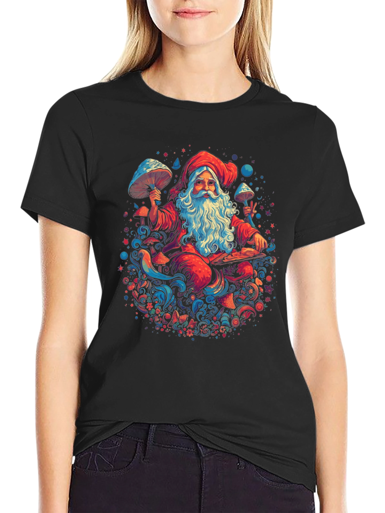 Psychedelic Santa T-Shirt - Festive & Fun